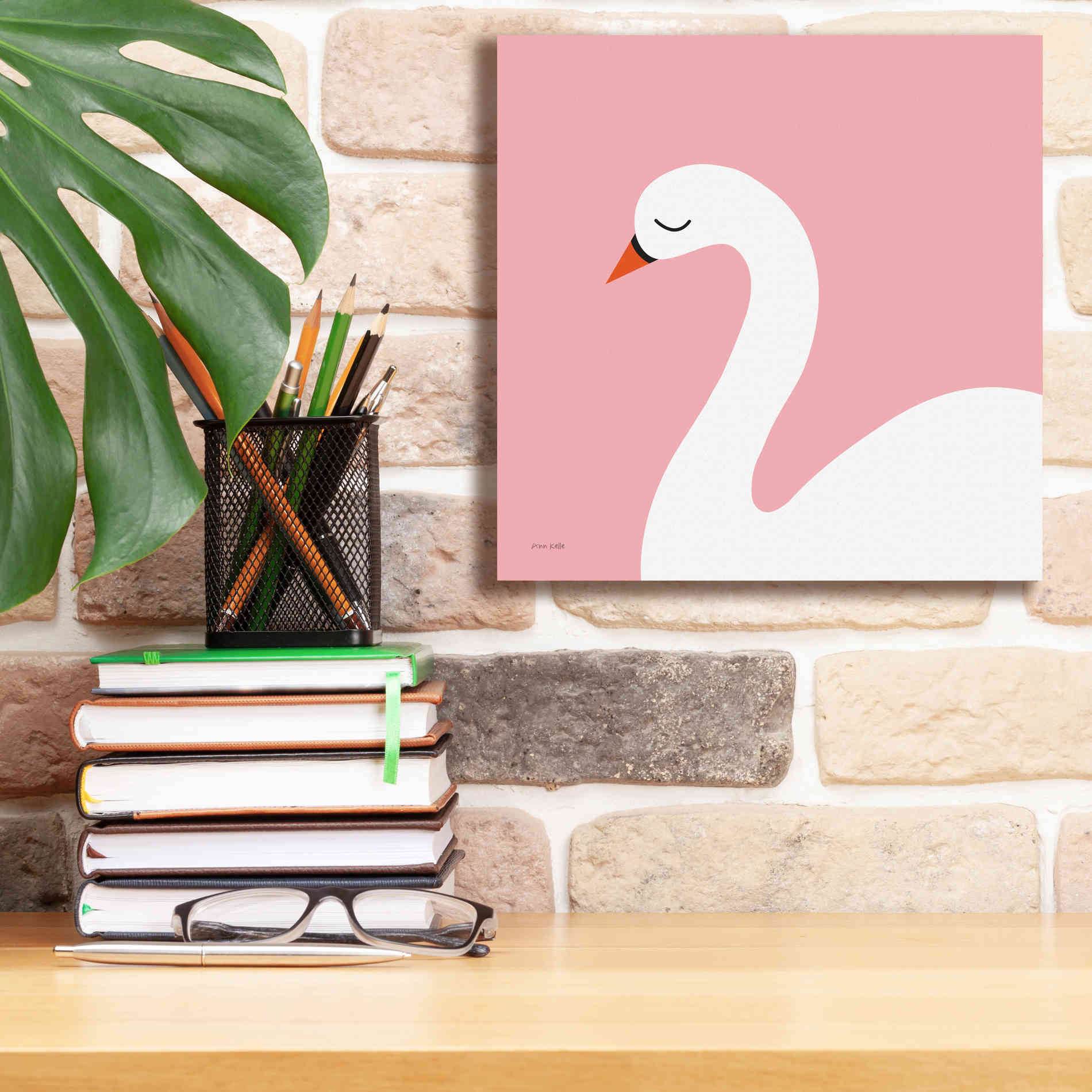 'Swan' by Ann Kelle Designs, Canvas Wall Art,12 x 12