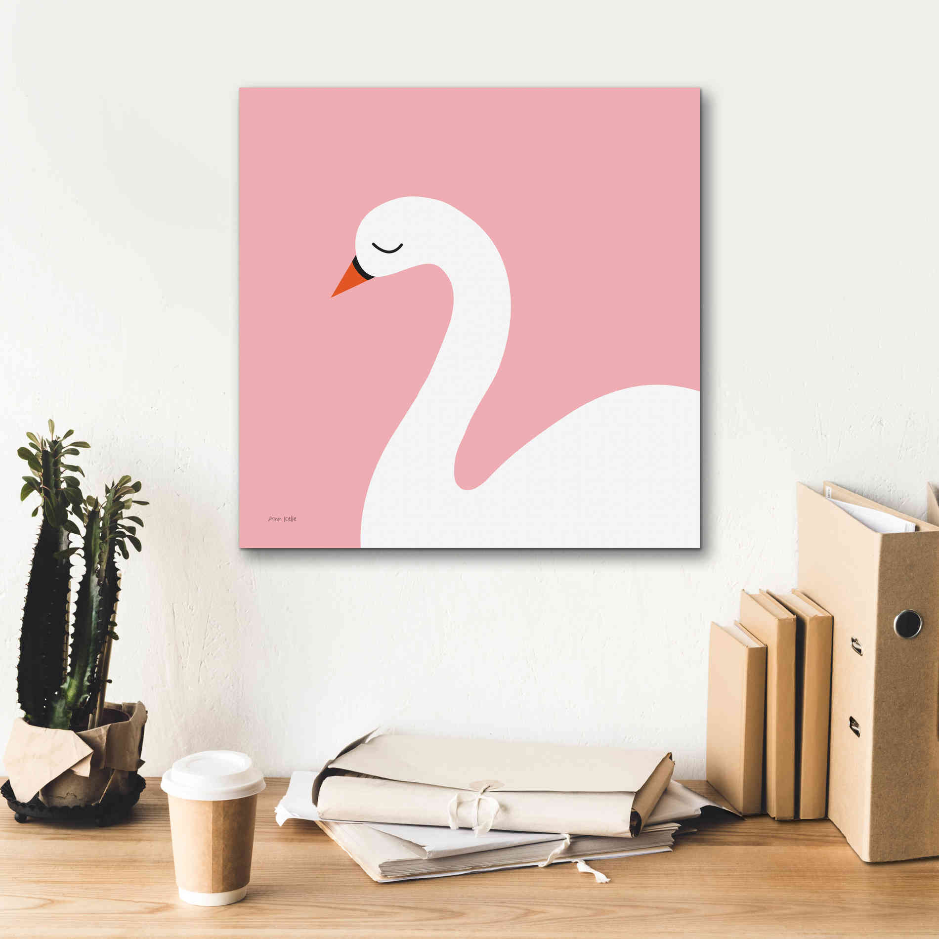 'Swan' by Ann Kelle Designs, Canvas Wall Art,18 x 18