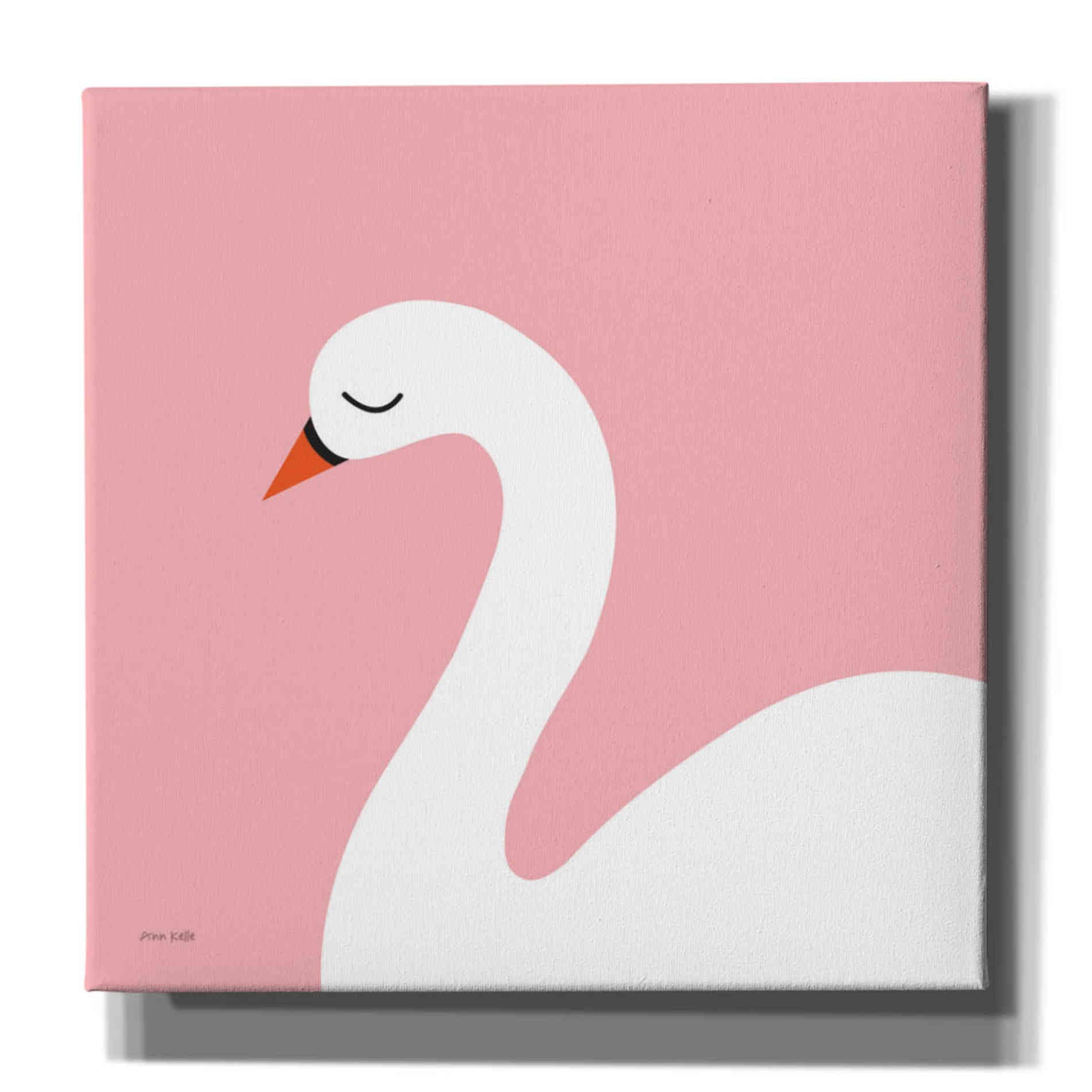 'Swan' by Ann Kelle Designs, Canvas Wall Art,12x12x1.1x0,18x18x1.1x0,26x26x1.74x0,37x37x1.74x0