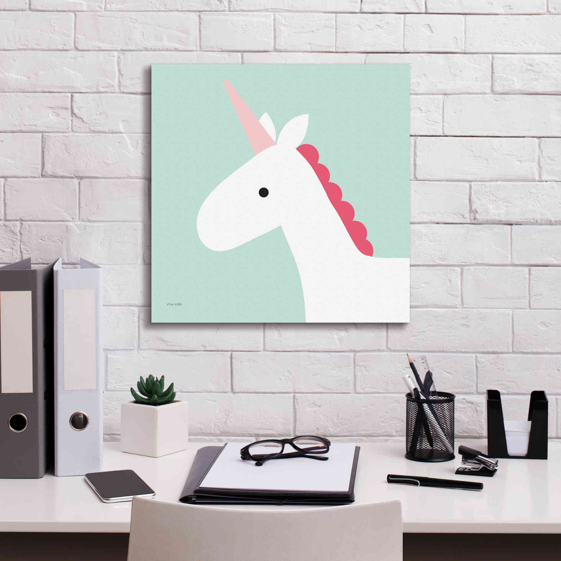 'Unicorn' by Ann Kelle Designs, Canvas Wall Art,18 x 18
