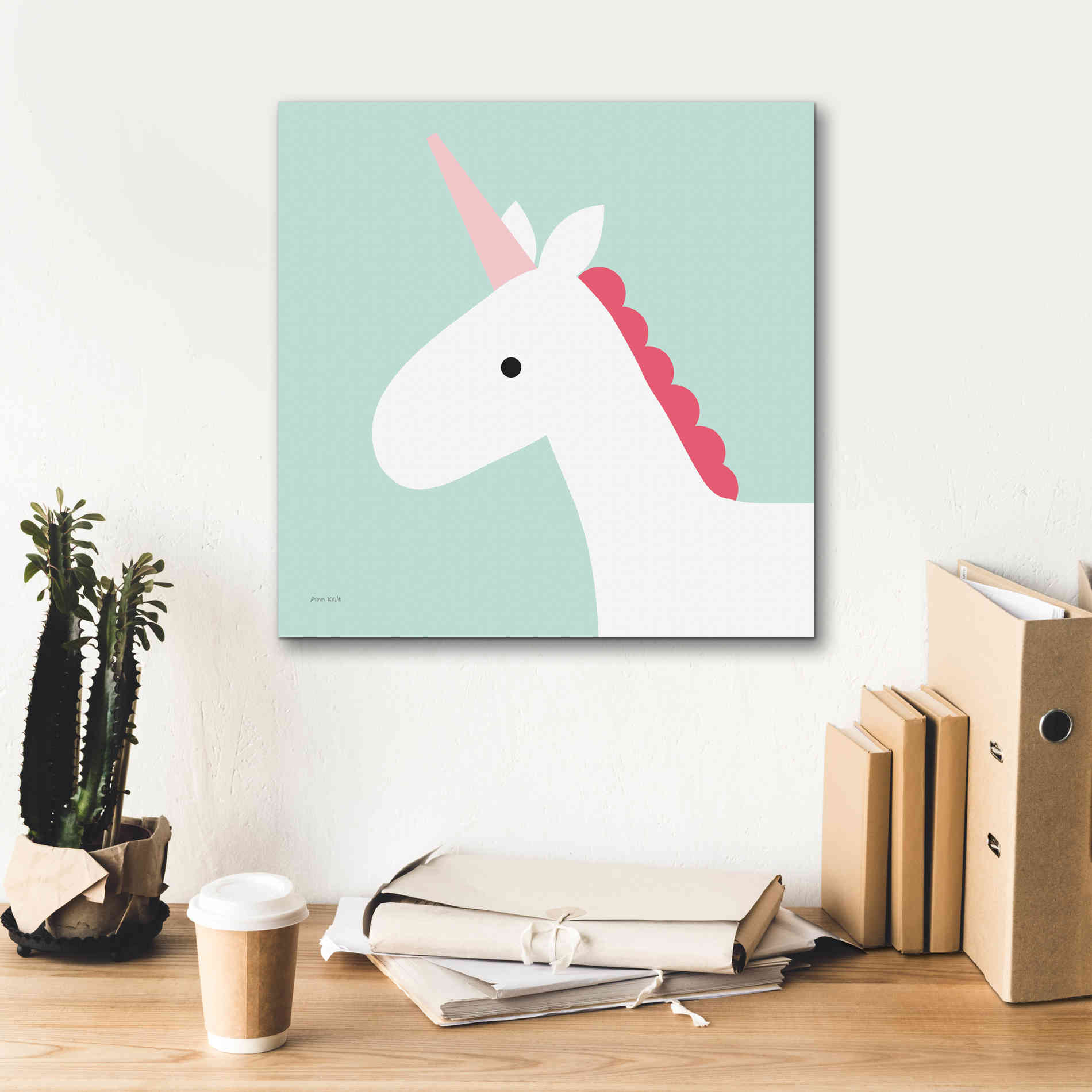 'Unicorn' by Ann Kelle Designs, Canvas Wall Art,18 x 18