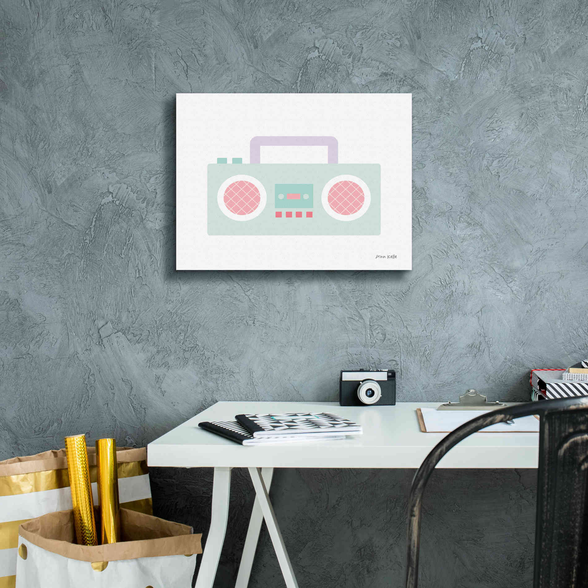 'Boombox' by Ann Kelle Designs, Canvas Wall Art,16 x 12