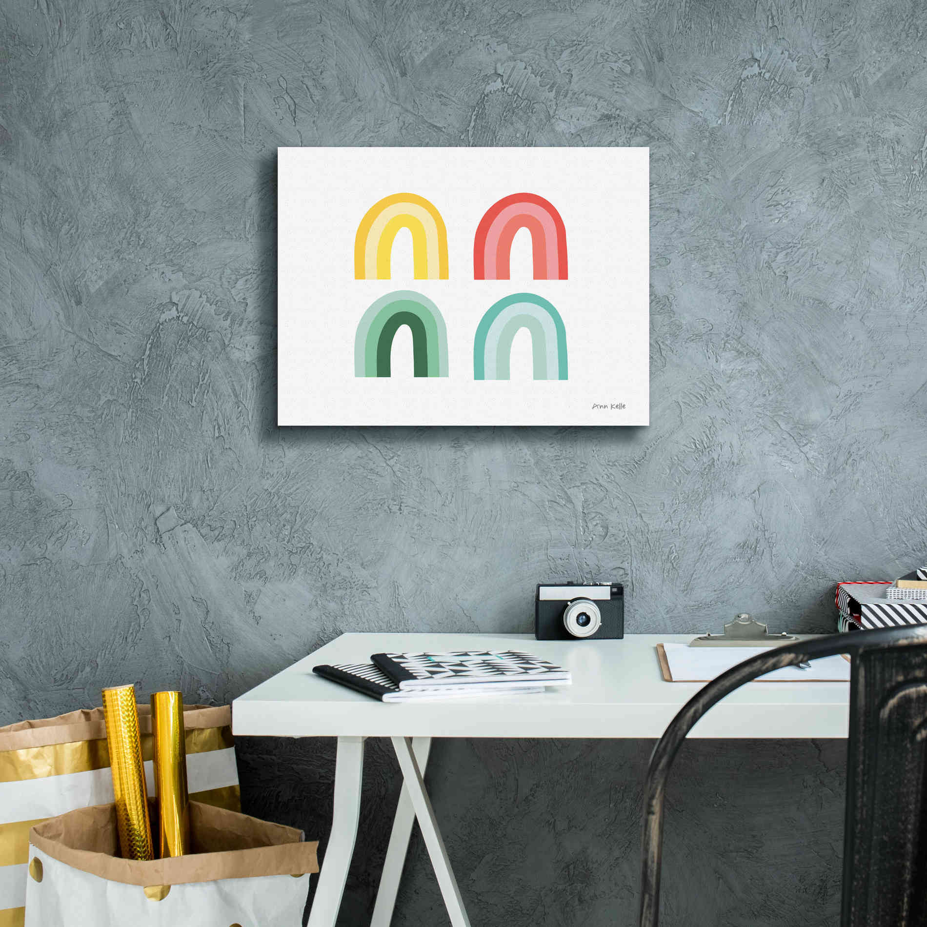 'Rainbow Colors I' by Ann Kelle Designs, Canvas Wall Art,16 x 12