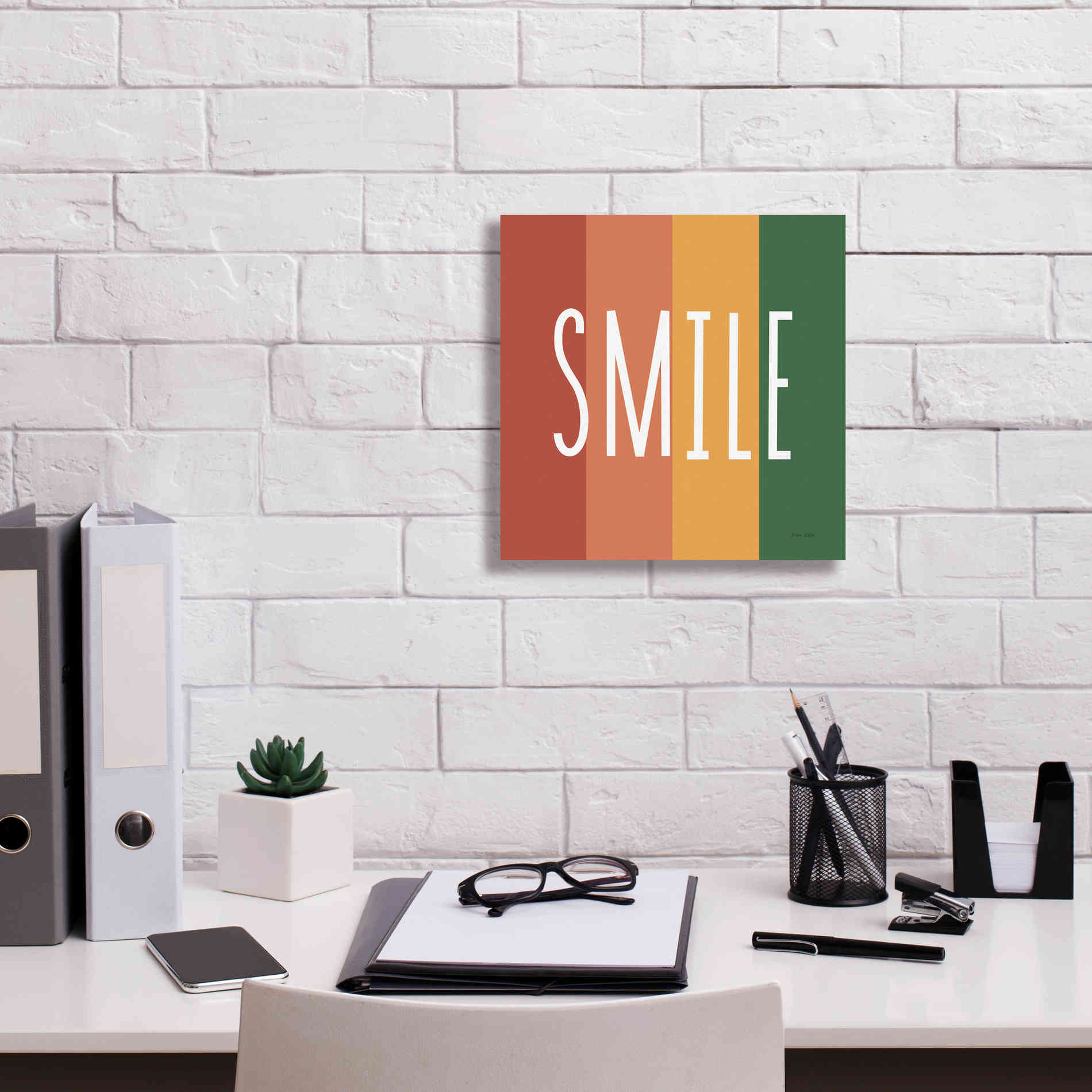 'Smile Rainbow Retro' by Ann Kelle Designs, Canvas Wall Art,12 x 12