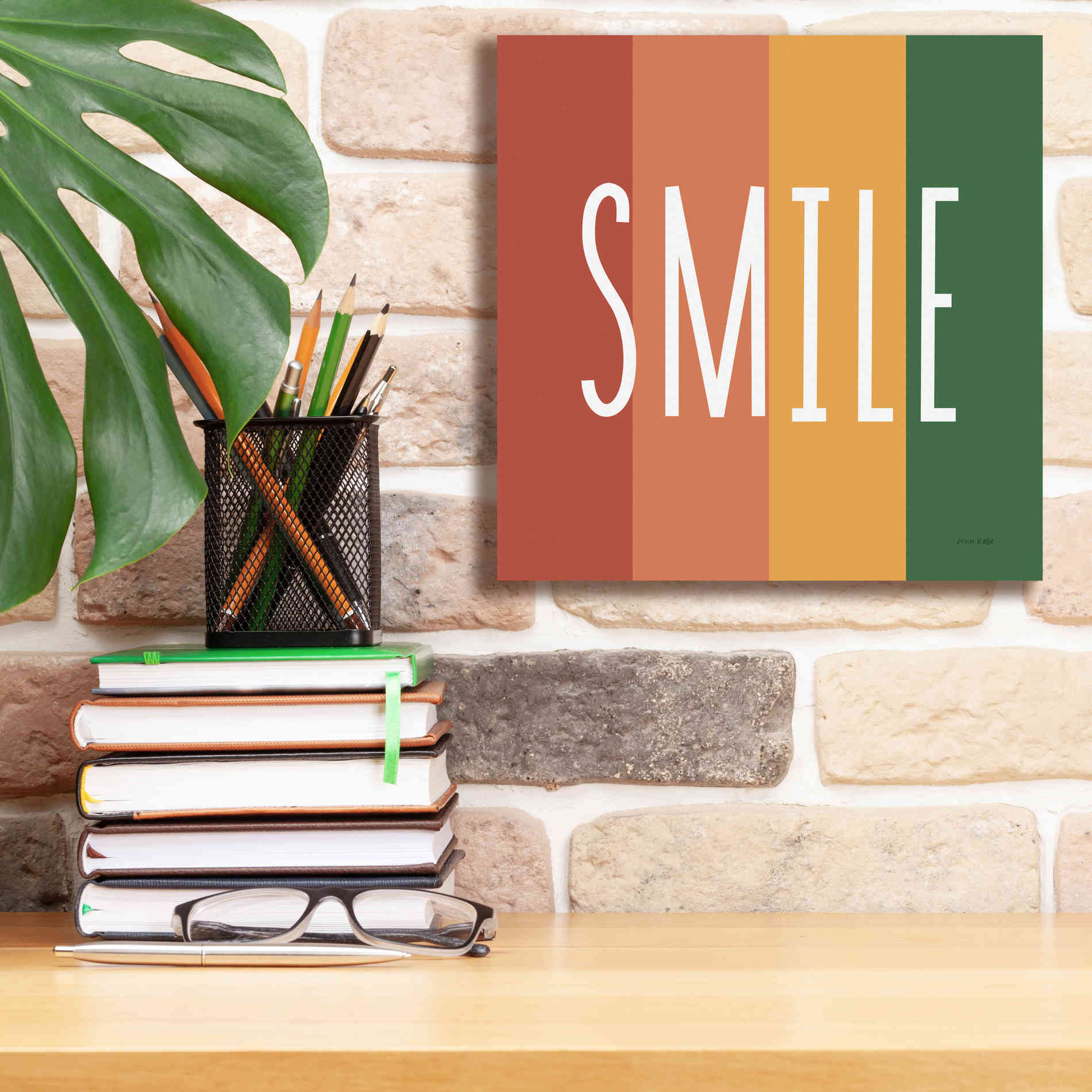 'Smile Rainbow Retro' by Ann Kelle Designs, Canvas Wall Art,12 x 12