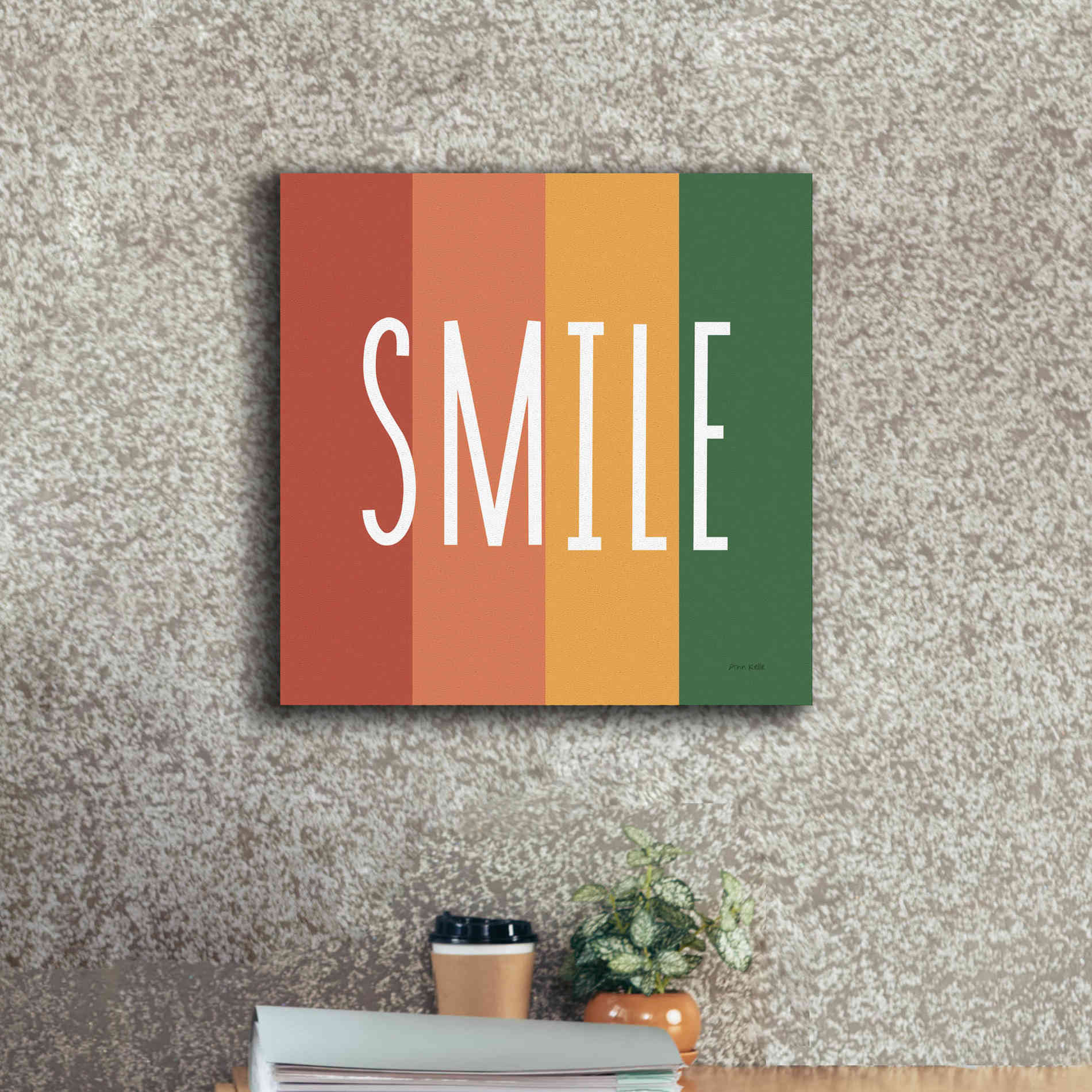 'Smile Rainbow Retro' by Ann Kelle Designs, Canvas Wall Art,18 x 18