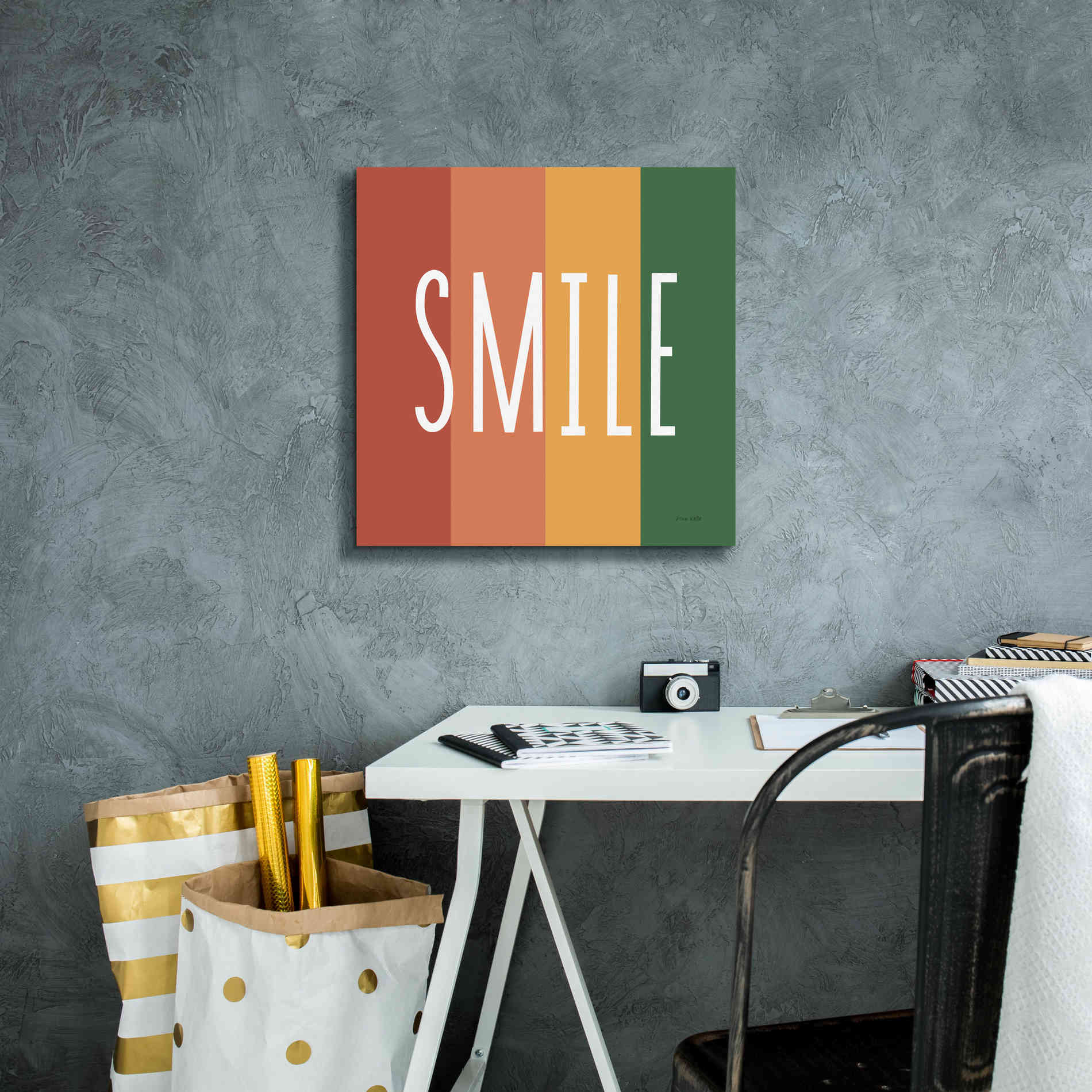 'Smile Rainbow Retro' by Ann Kelle Designs, Canvas Wall Art,18 x 18