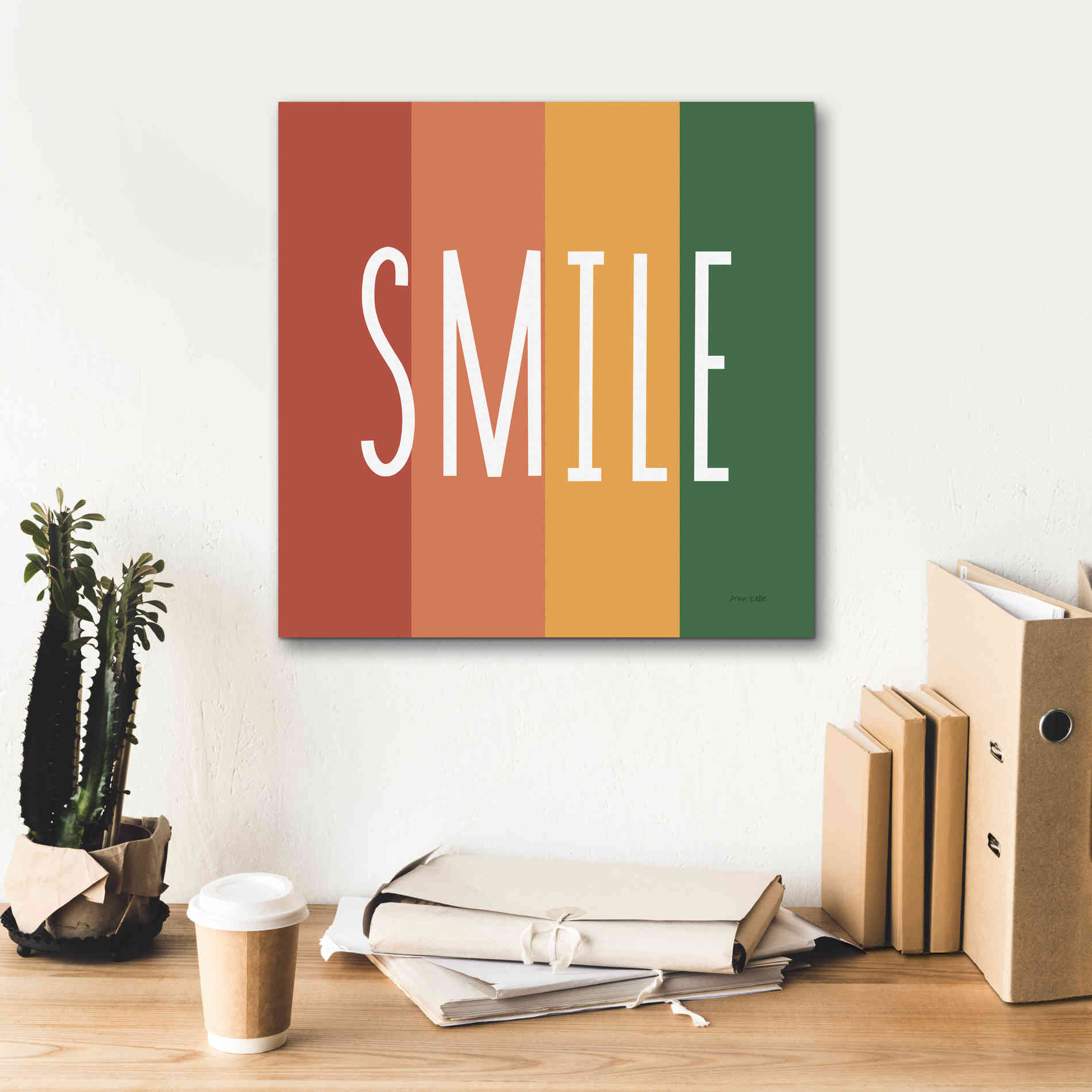 'Smile Rainbow Retro' by Ann Kelle Designs, Canvas Wall Art,18 x 18