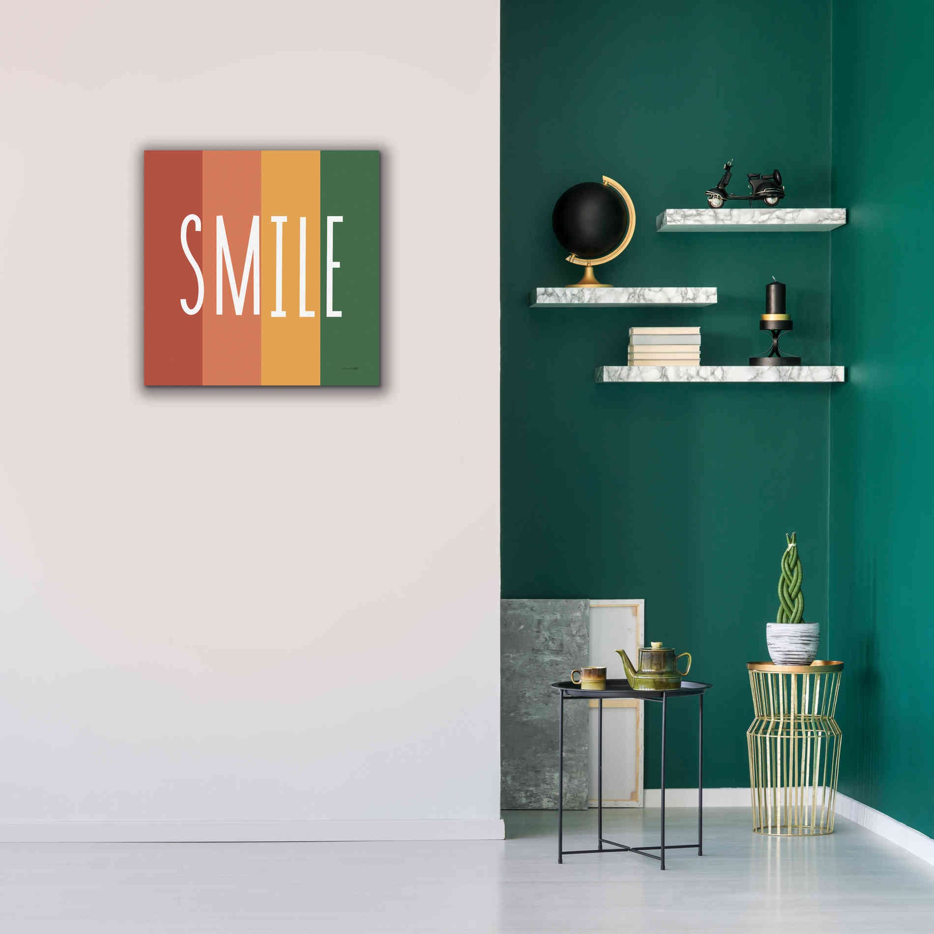 'Smile Rainbow Retro' by Ann Kelle Designs, Canvas Wall Art,26 x 26