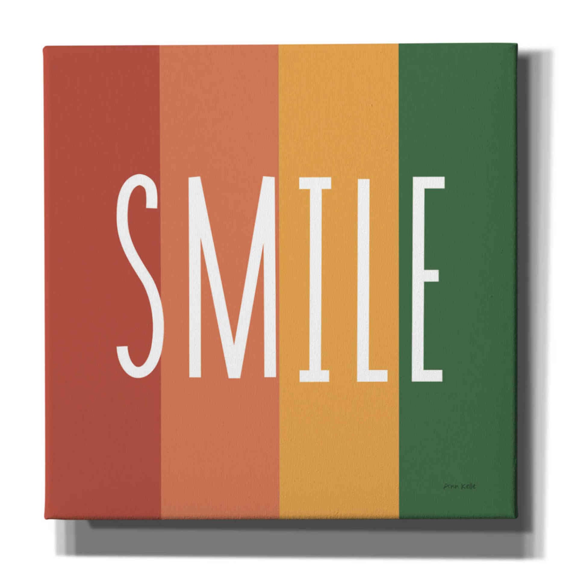 'Smile Rainbow Retro' by Ann Kelle Designs, Canvas Wall Art,12x12x1.1x0,18x18x1.1x0,26x26x1.74x0,37x37x1.74x0