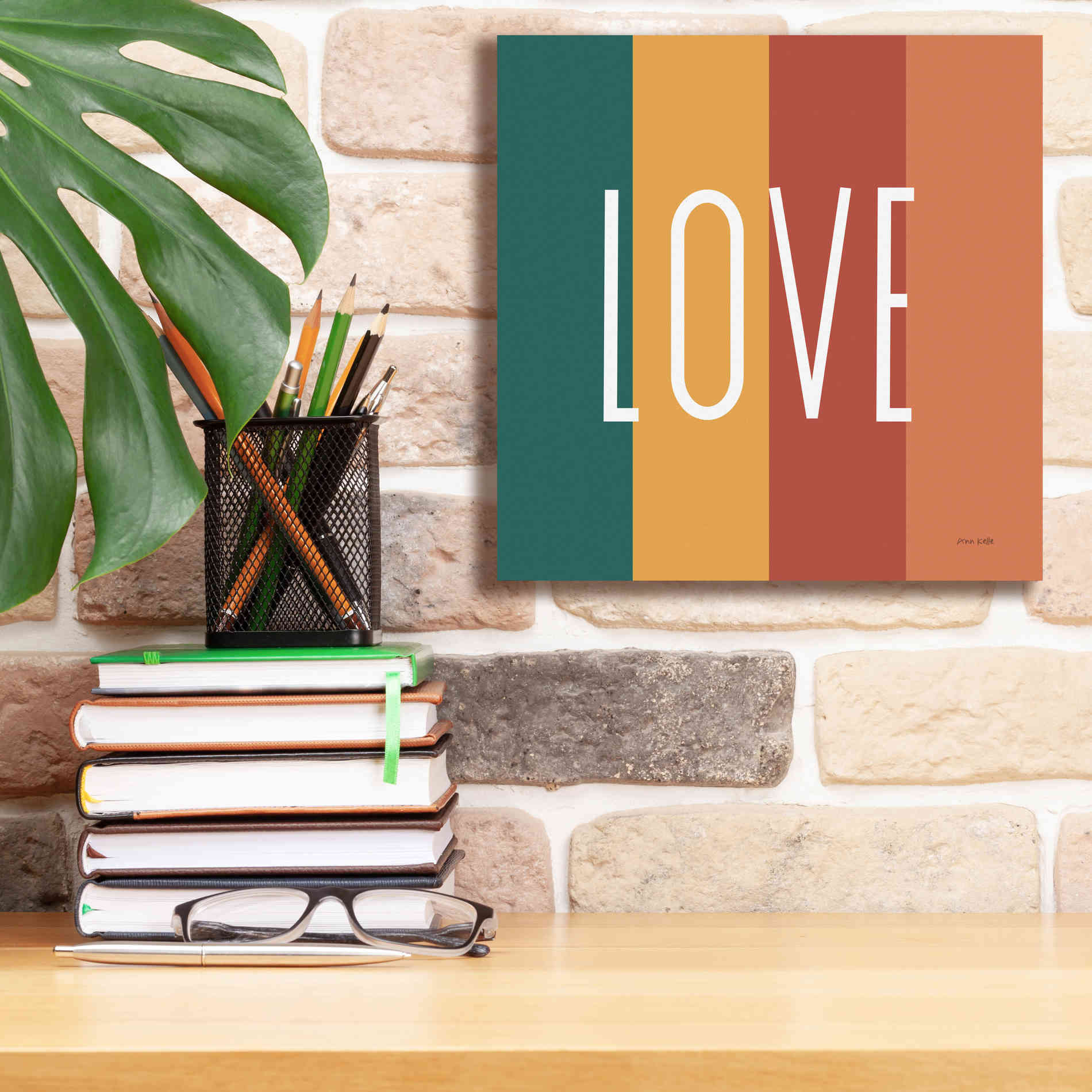 'Love Rainbow Retro' by Ann Kelle Designs, Canvas Wall Art,12 x 12