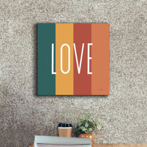 Image of 'Love Rainbow Retro' by Ann Kelle Designs, Canvas Wall Art,18 x 18