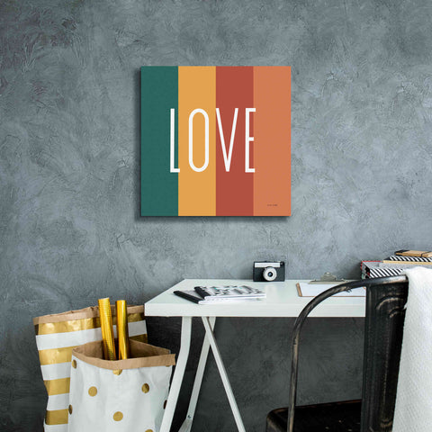 Image of 'Love Rainbow Retro' by Ann Kelle Designs, Canvas Wall Art,18 x 18
