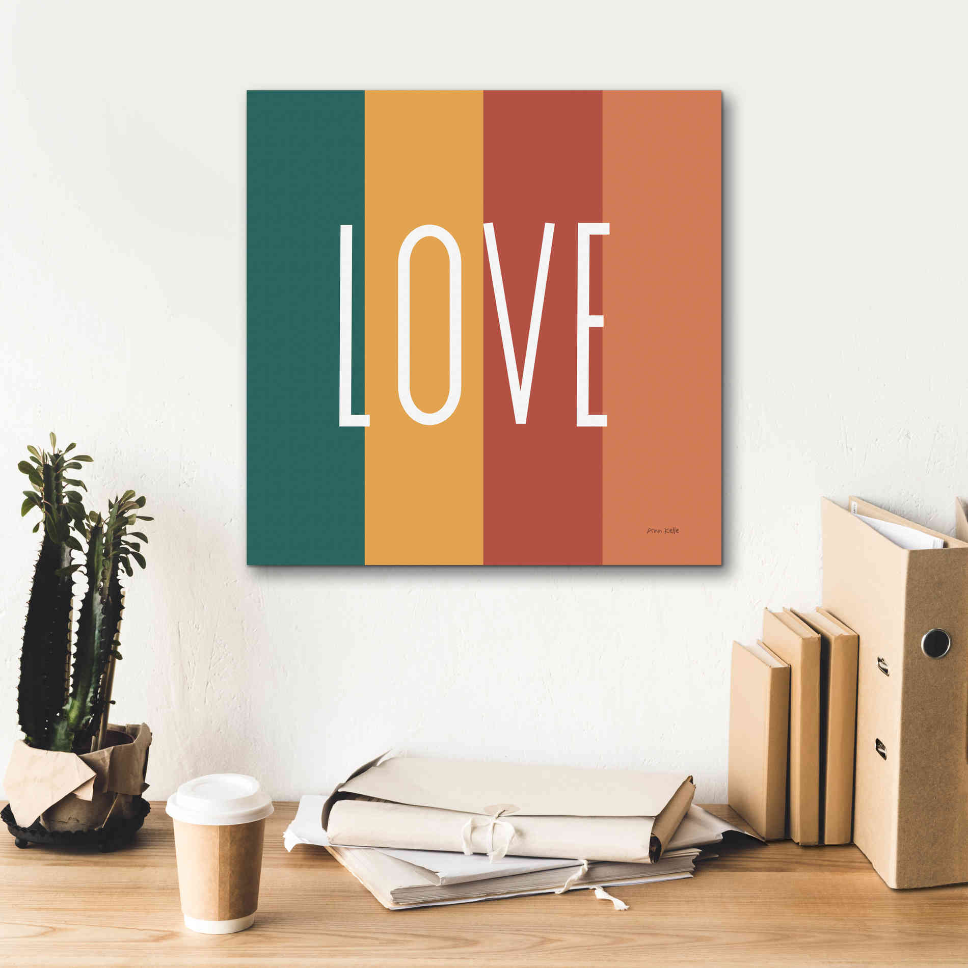 'Love Rainbow Retro' by Ann Kelle Designs, Canvas Wall Art,18 x 18