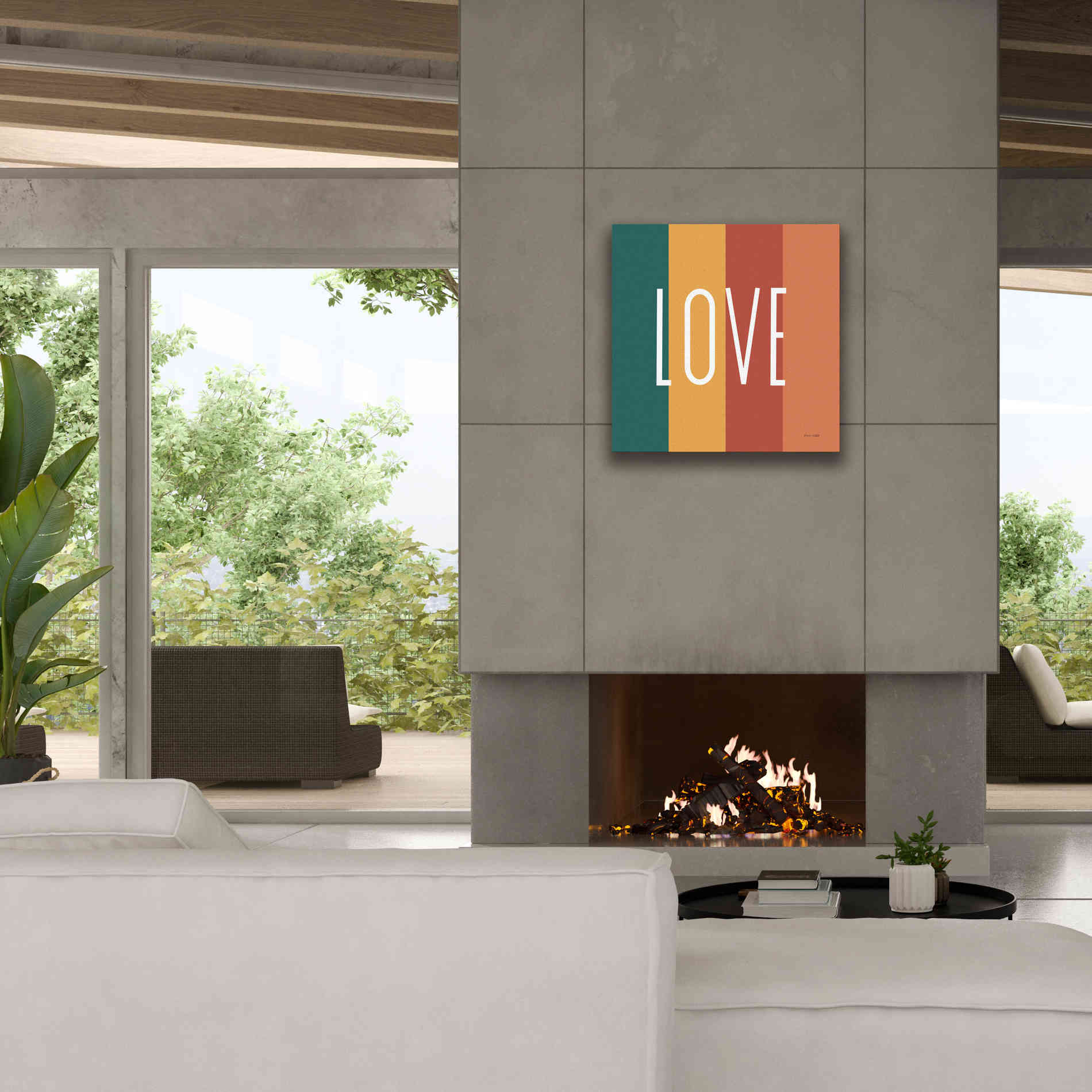 'Love Rainbow Retro' by Ann Kelle Designs, Canvas Wall Art,26 x 26