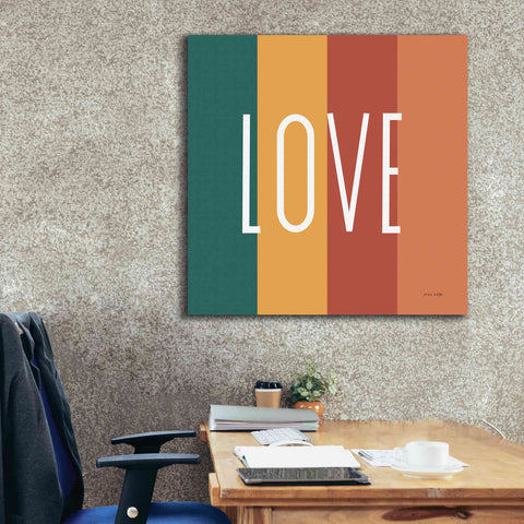 Image of 'Love Rainbow Retro' by Ann Kelle Designs, Canvas Wall Art,37 x 37
