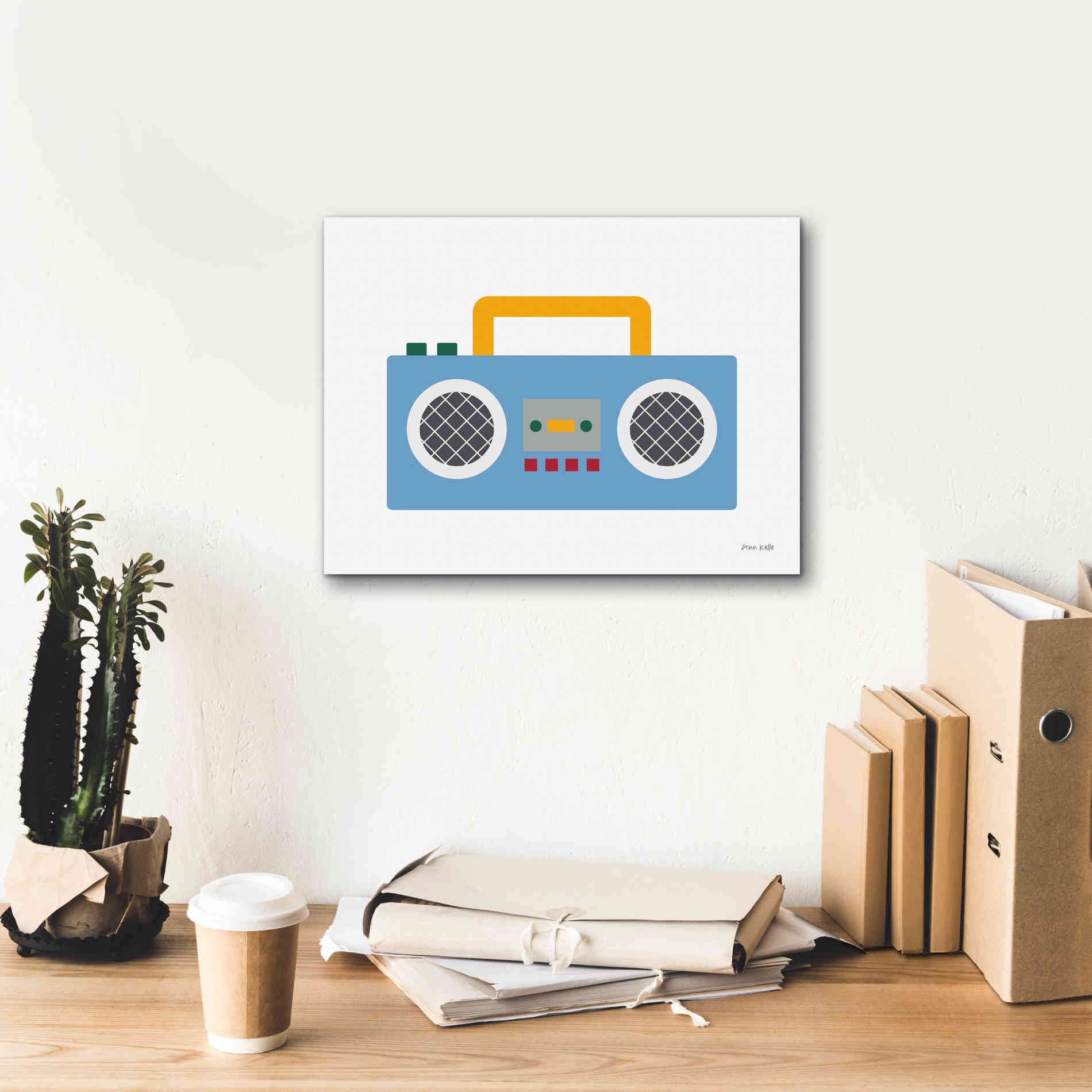 'Retro Boombox' by Ann Kelle Designs, Canvas Wall Art,16 x 12