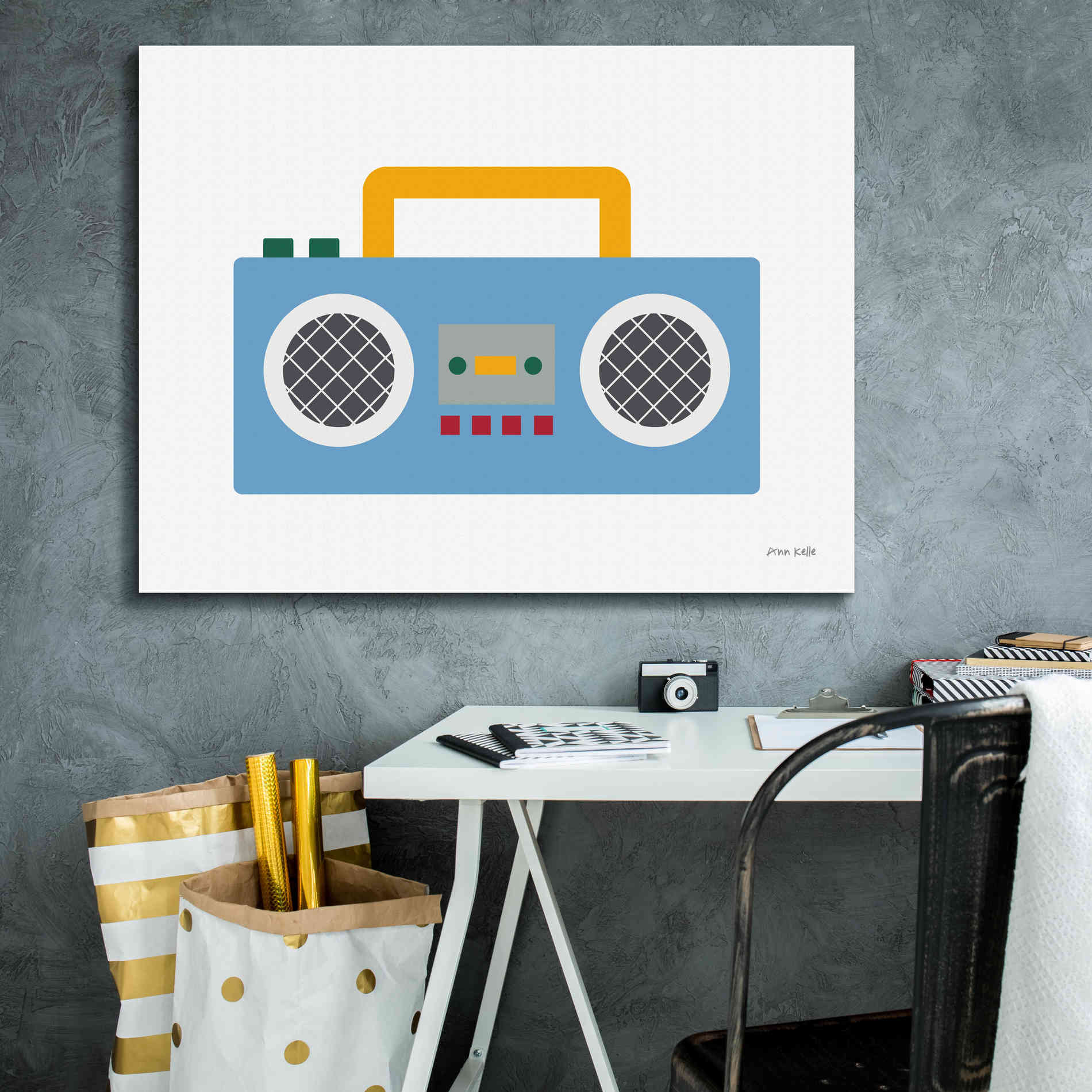 'Retro Boombox' by Ann Kelle Designs, Canvas Wall Art,34 x 26