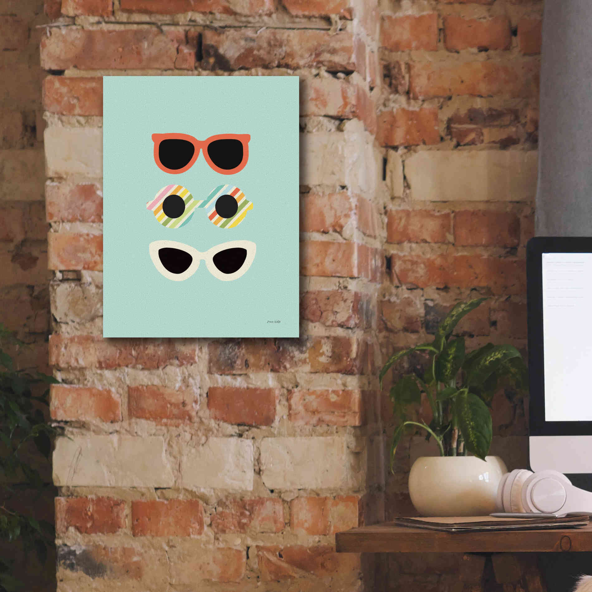 'Glamour Sunglasses' by Ann Kelle Designs, Canvas Wall Art,12 x 16