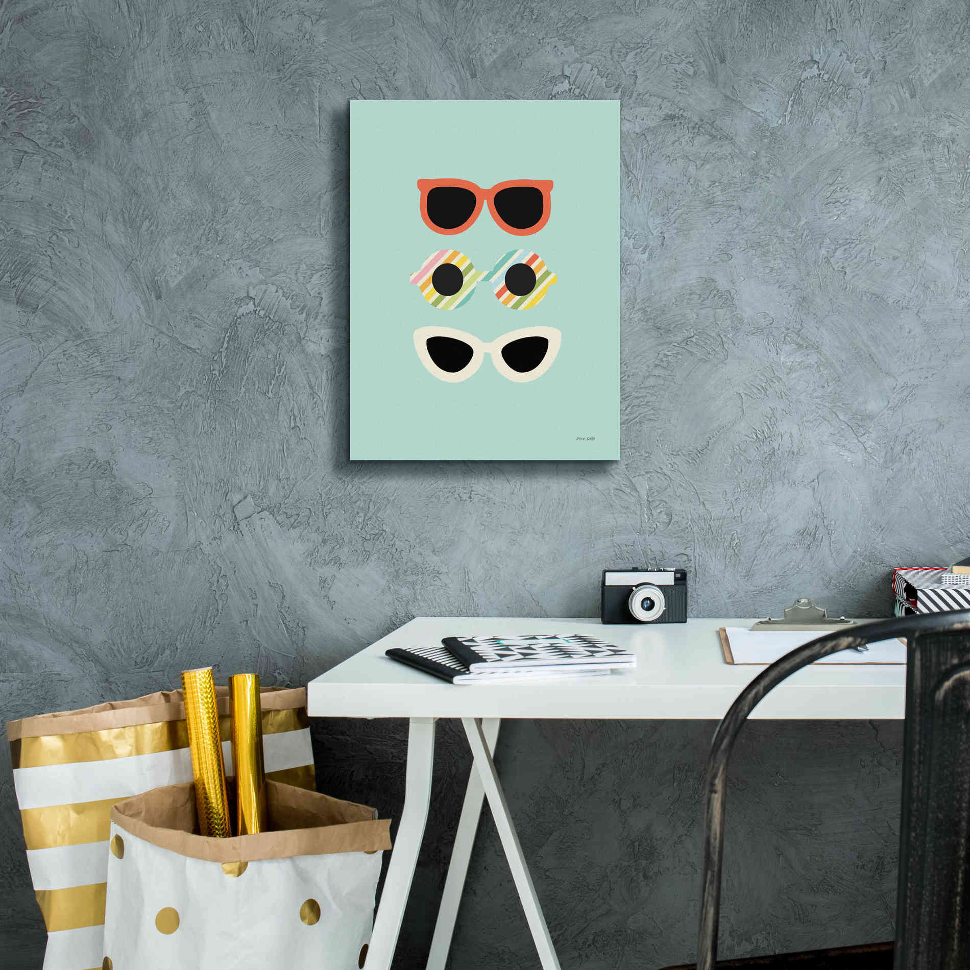 'Glamour Sunglasses' by Ann Kelle Designs, Canvas Wall Art,12 x 16