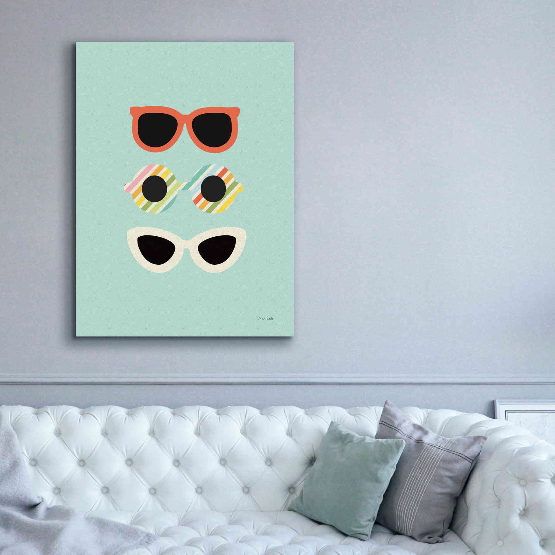 'Glamour Sunglasses' by Ann Kelle Designs, Canvas Wall Art,40 x 54