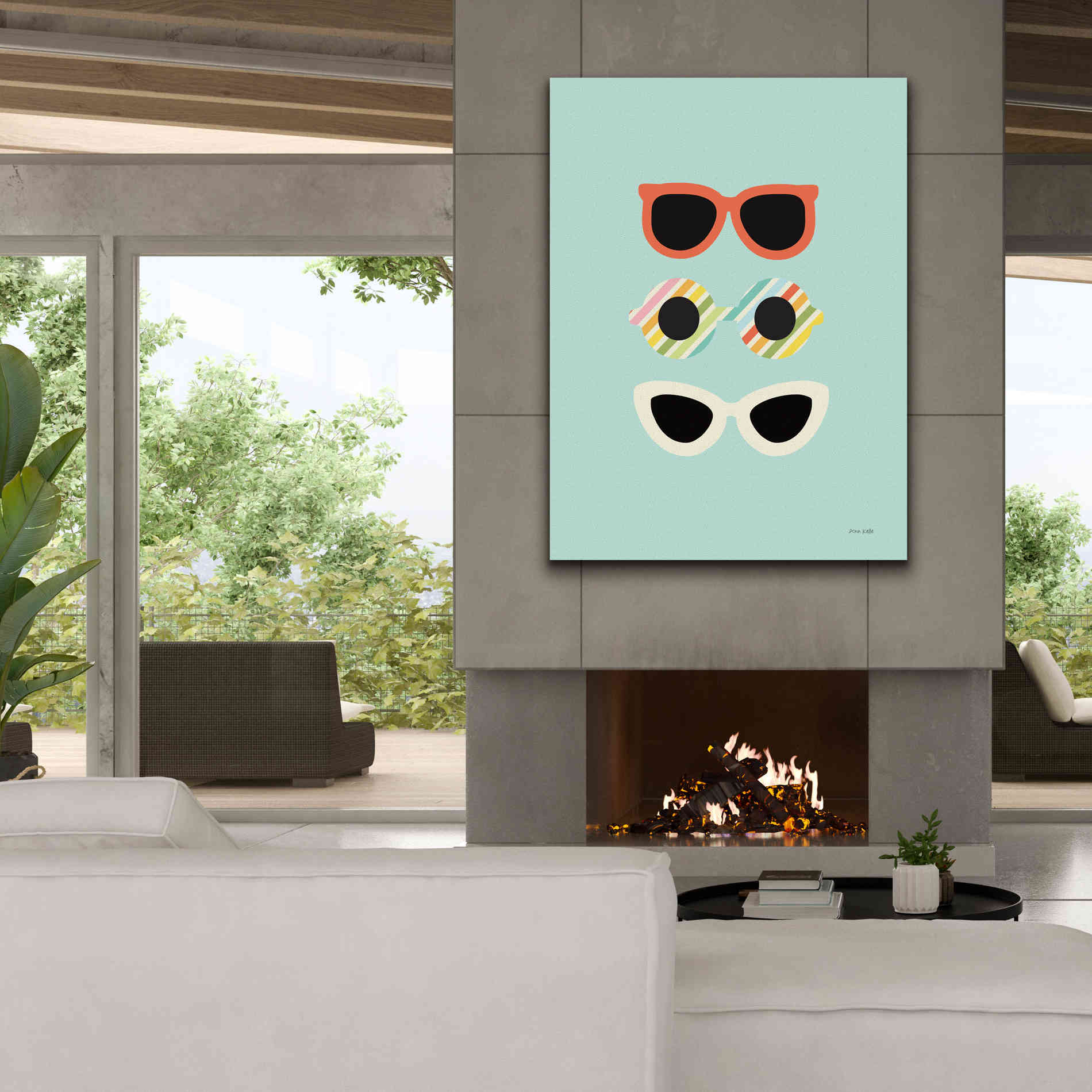 'Glamour Sunglasses' by Ann Kelle Designs, Canvas Wall Art,40 x 54
