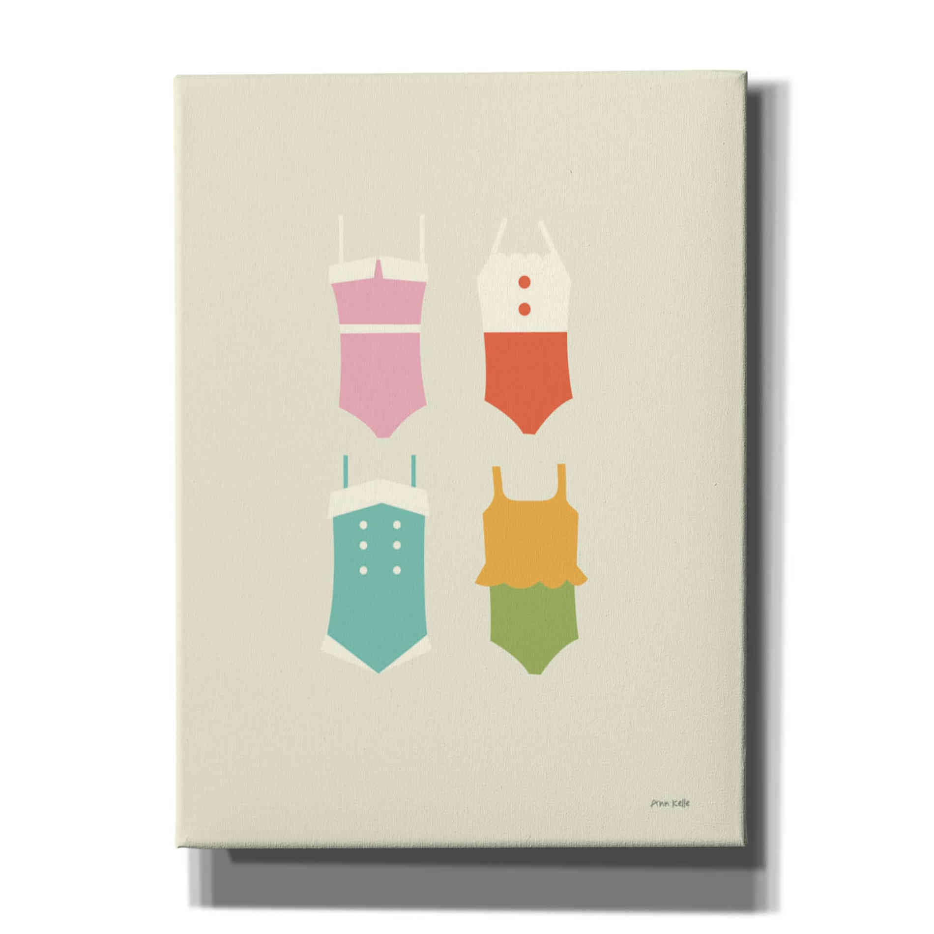 'Summer Bathing Suits' by Ann Kelle Designs, Canvas Wall Art,12x16x1.1x0,20x24x1.1x0,26x30x1.74x0,40x54x1.74x0