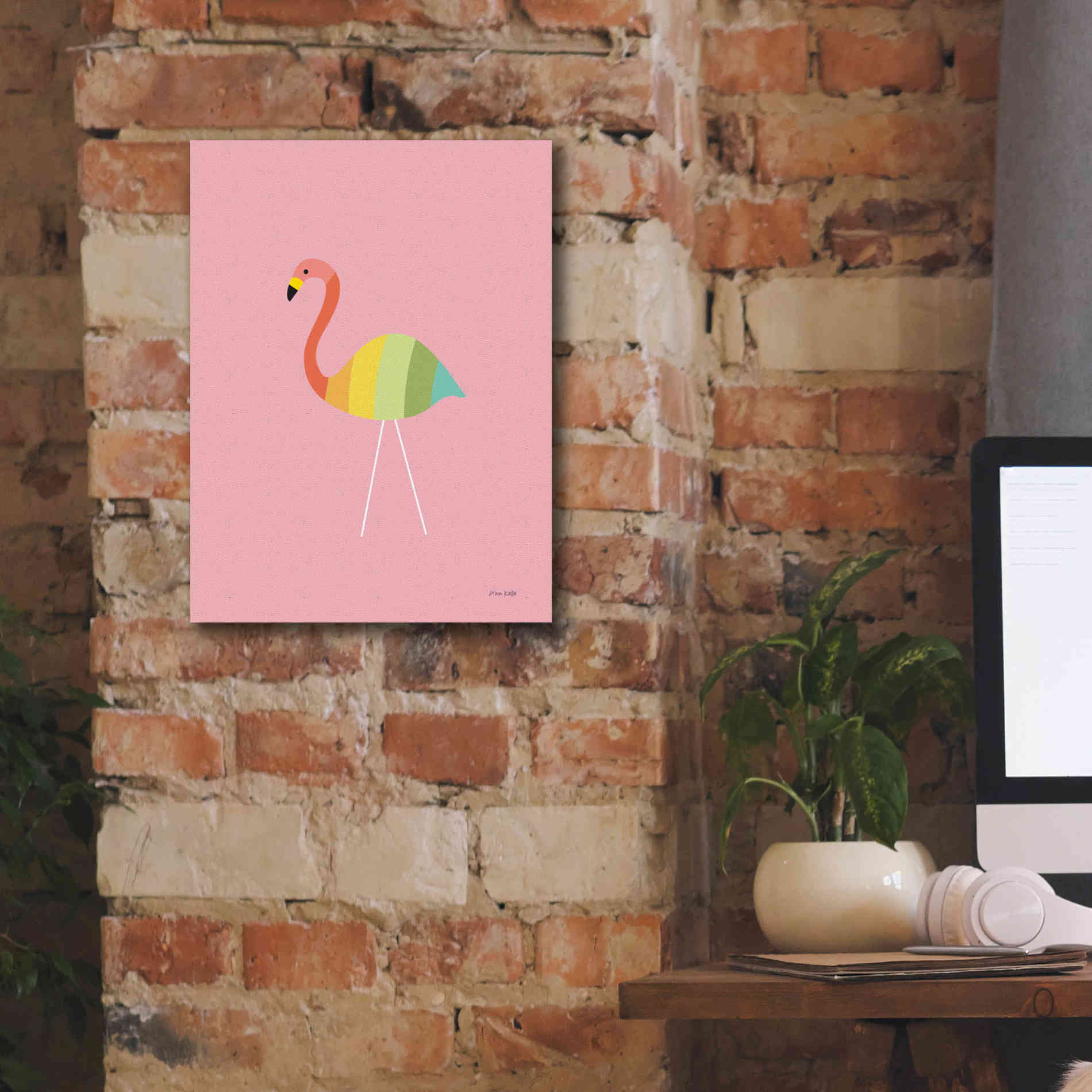 'Flamingo Colors' by Ann Kelle Designs, Canvas Wall Art,12 x 16