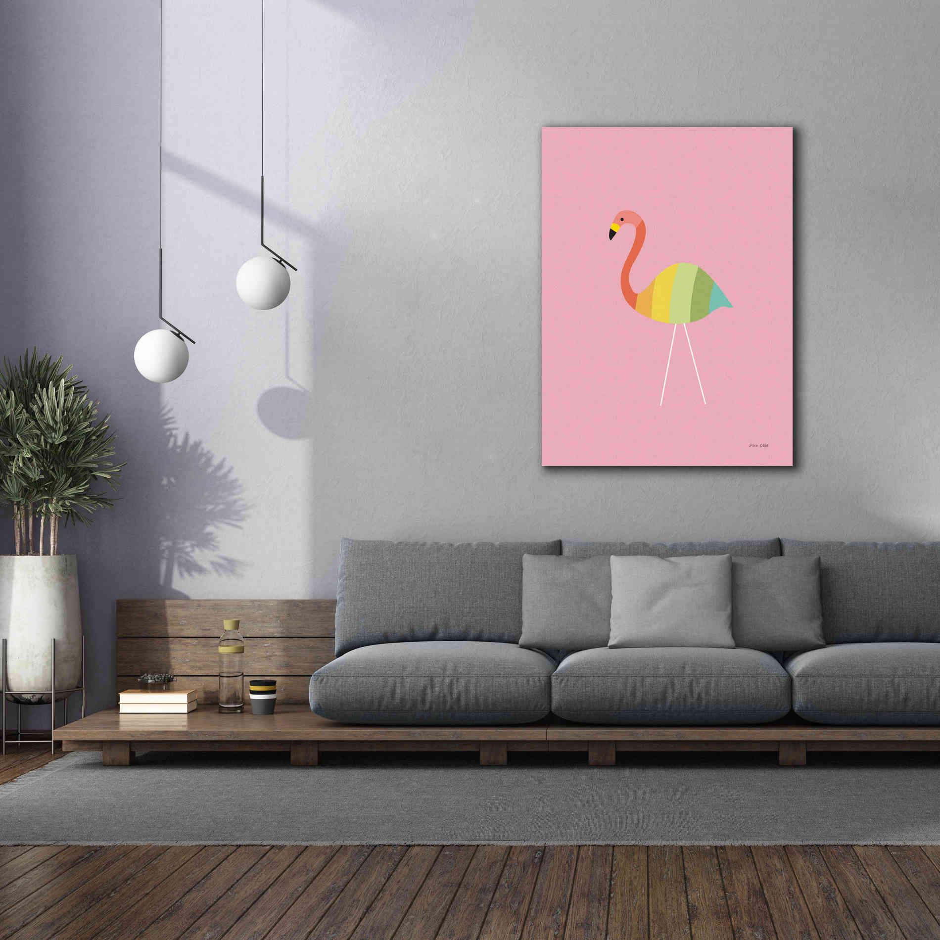 'Flamingo Colors' by Ann Kelle Designs, Canvas Wall Art,40 x 54