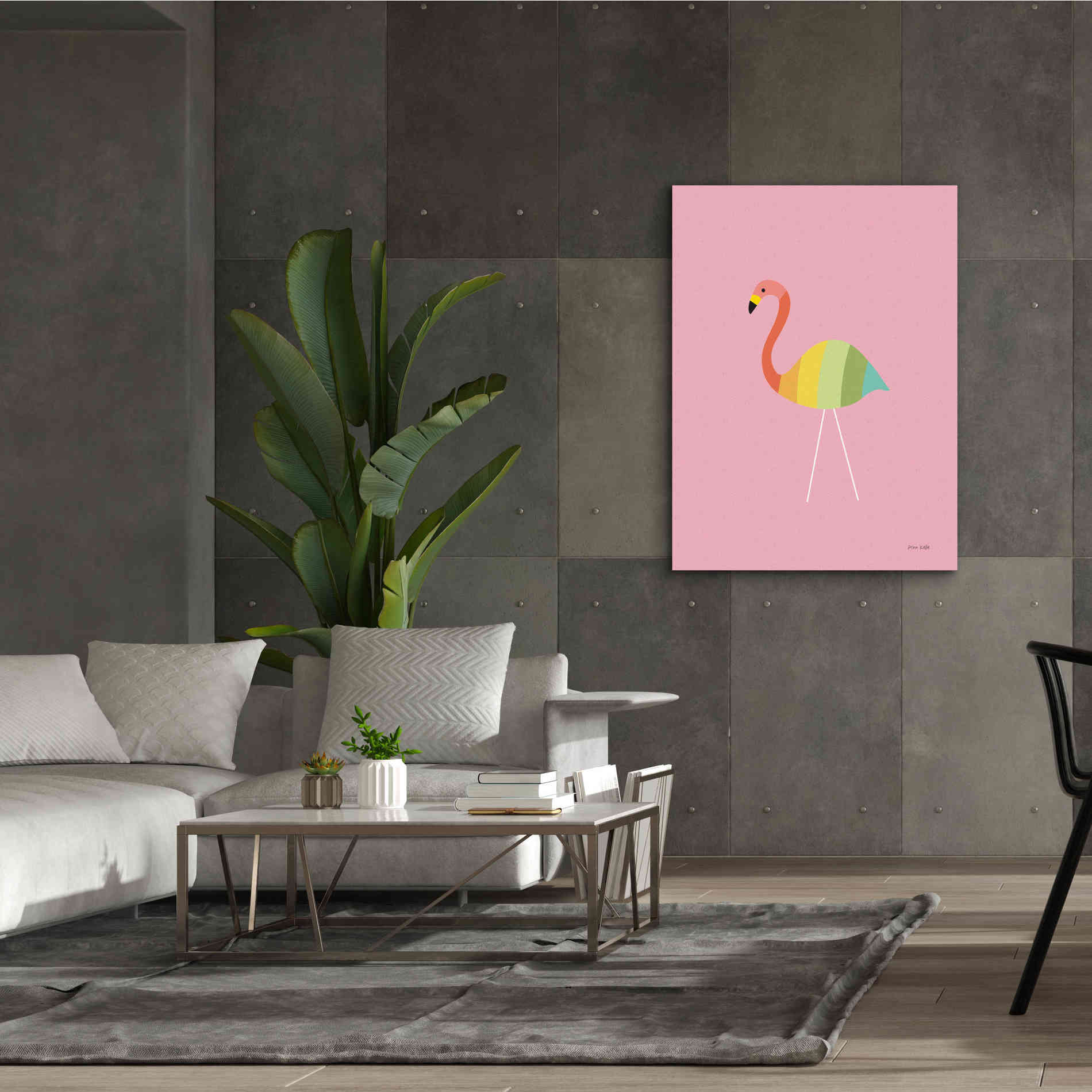 'Flamingo Colors' by Ann Kelle Designs, Canvas Wall Art,40 x 54