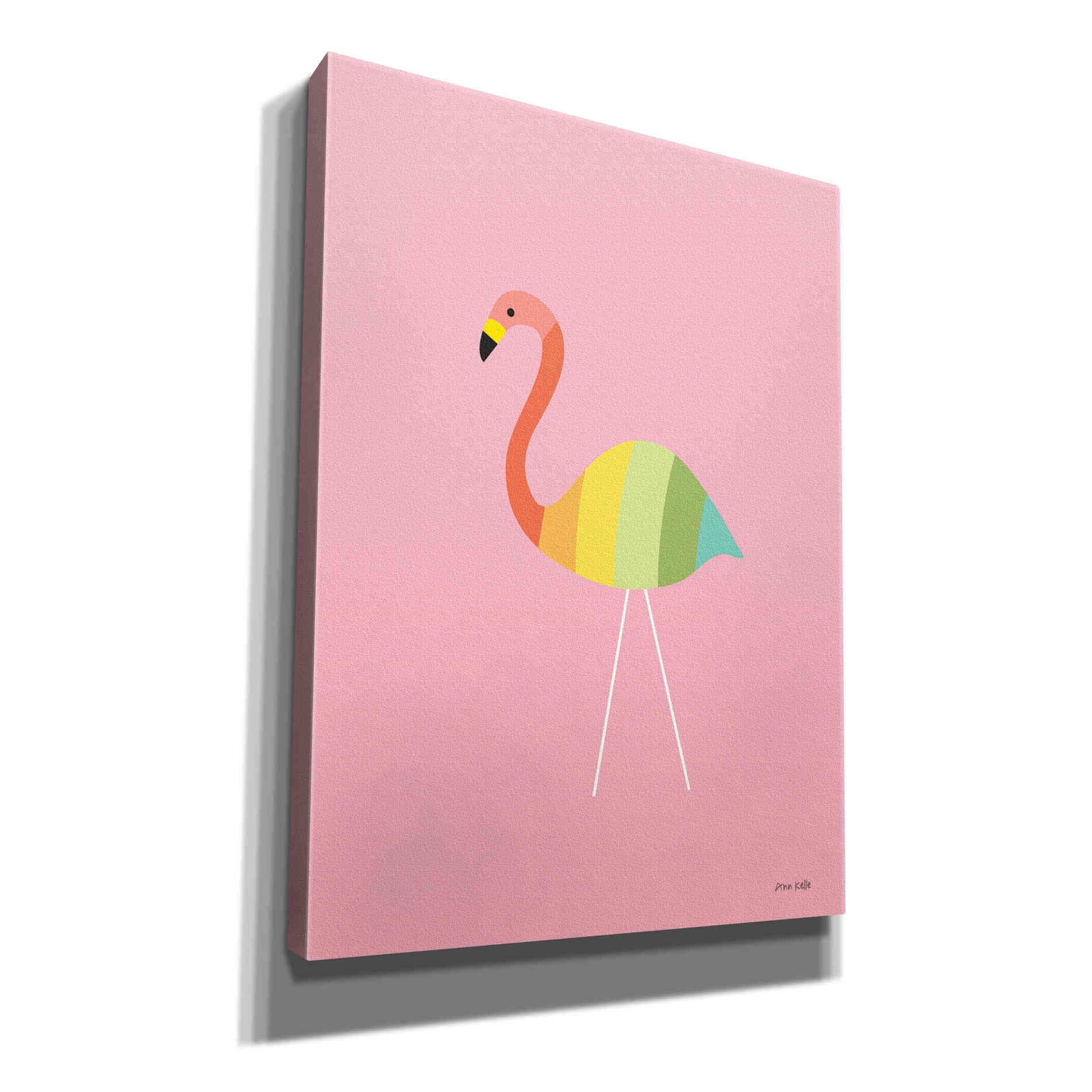 'Flamingo Colors' by Ann Kelle Designs, Canvas Wall Art,12x16x1.1x0,20x24x1.1x0,26x30x1.74x0,40x54x1.74x0