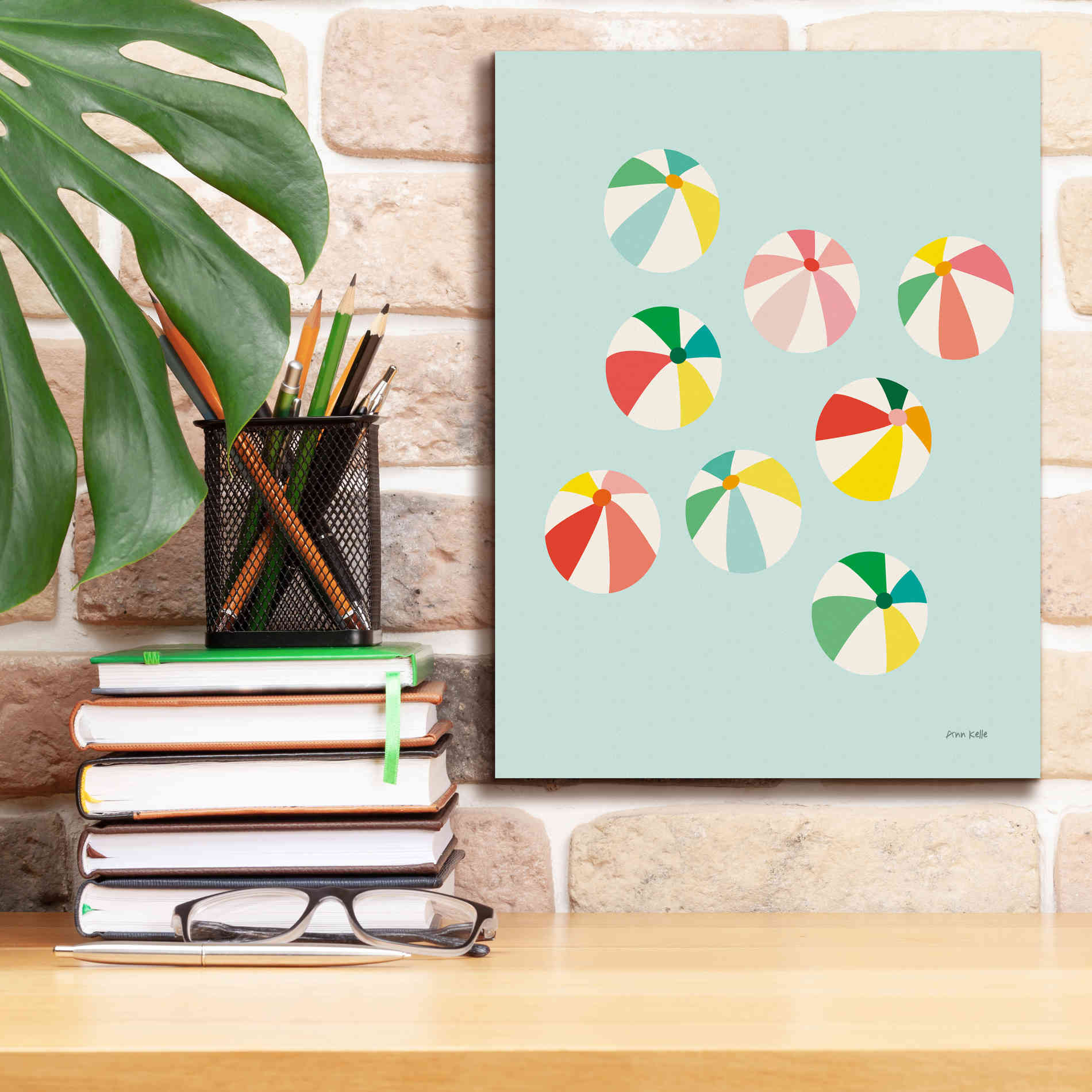 'Beach Umbrellas' by Ann Kelle Designs, Canvas Wall Art,12 x 16