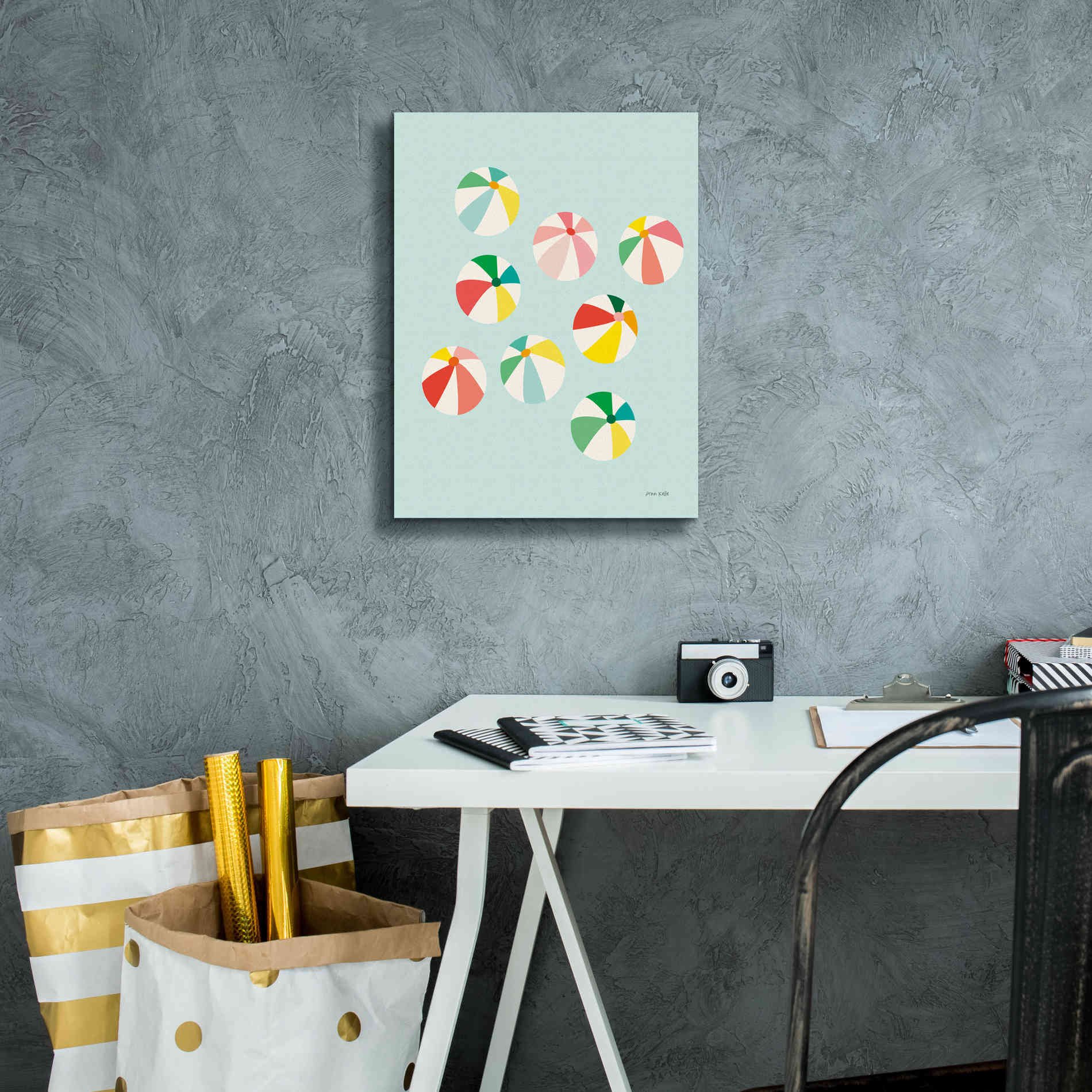 'Beach Umbrellas' by Ann Kelle Designs, Canvas Wall Art,12 x 16