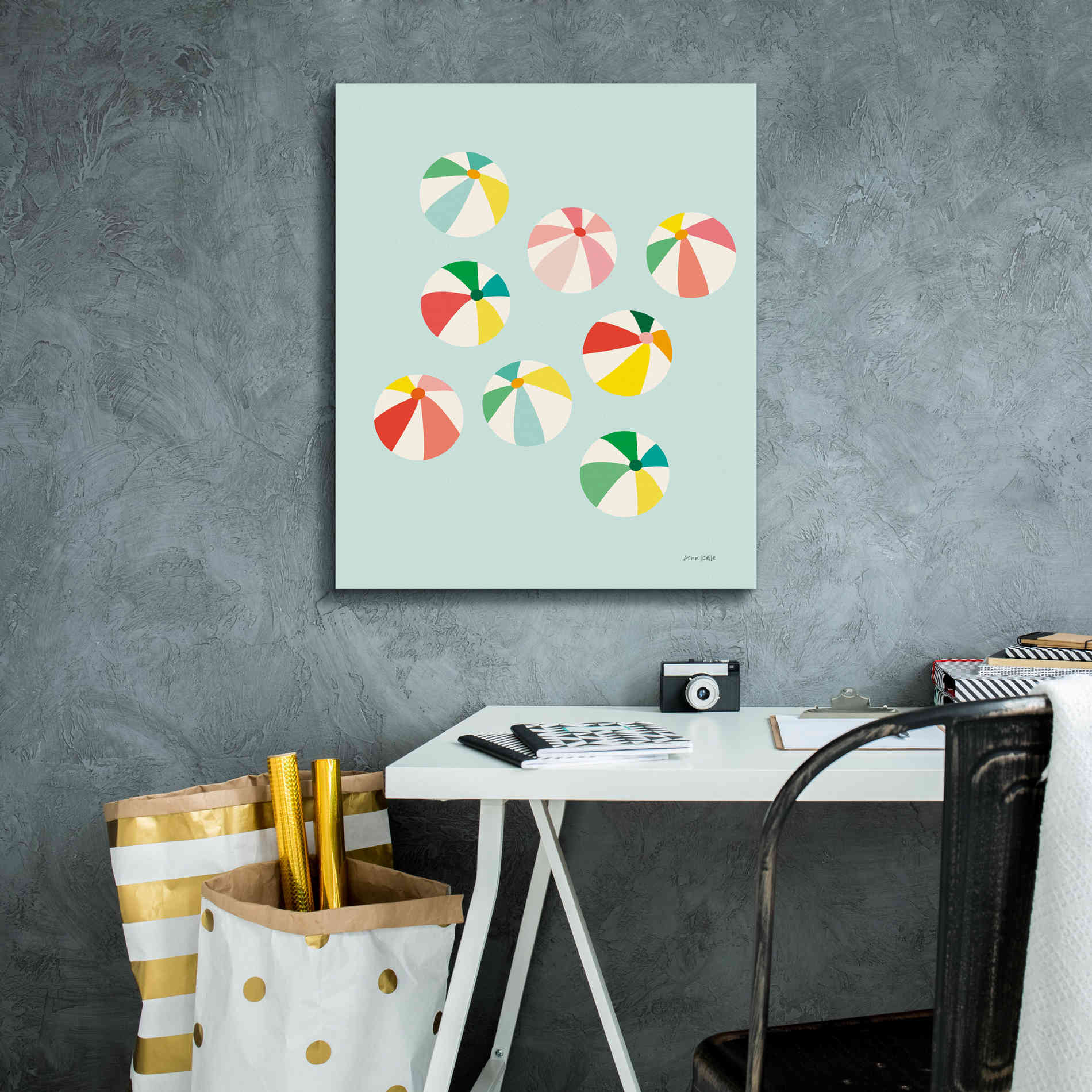 'Beach Umbrellas' by Ann Kelle Designs, Canvas Wall Art,20 x 24