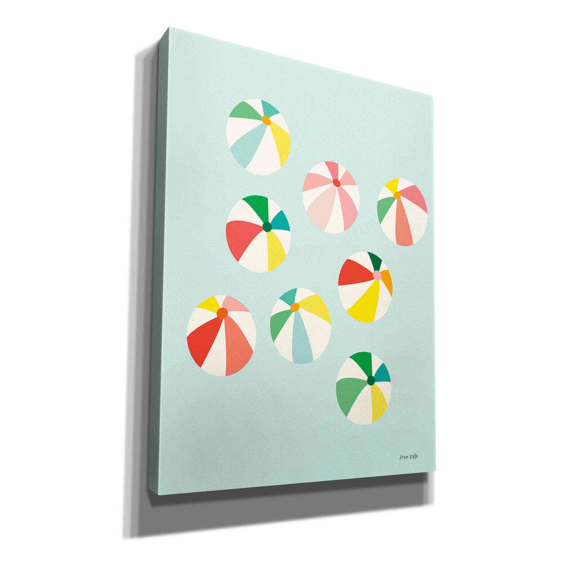 'Beach Umbrellas' by Ann Kelle Designs, Canvas Wall Art,12x16x1.1x0,20x24x1.1x0,26x30x1.74x0,40x54x1.74x0