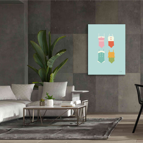 Image of 'Summer Bathing Suits Blue' by Ann Kelle Designs, Canvas Wall Art,40 x 54