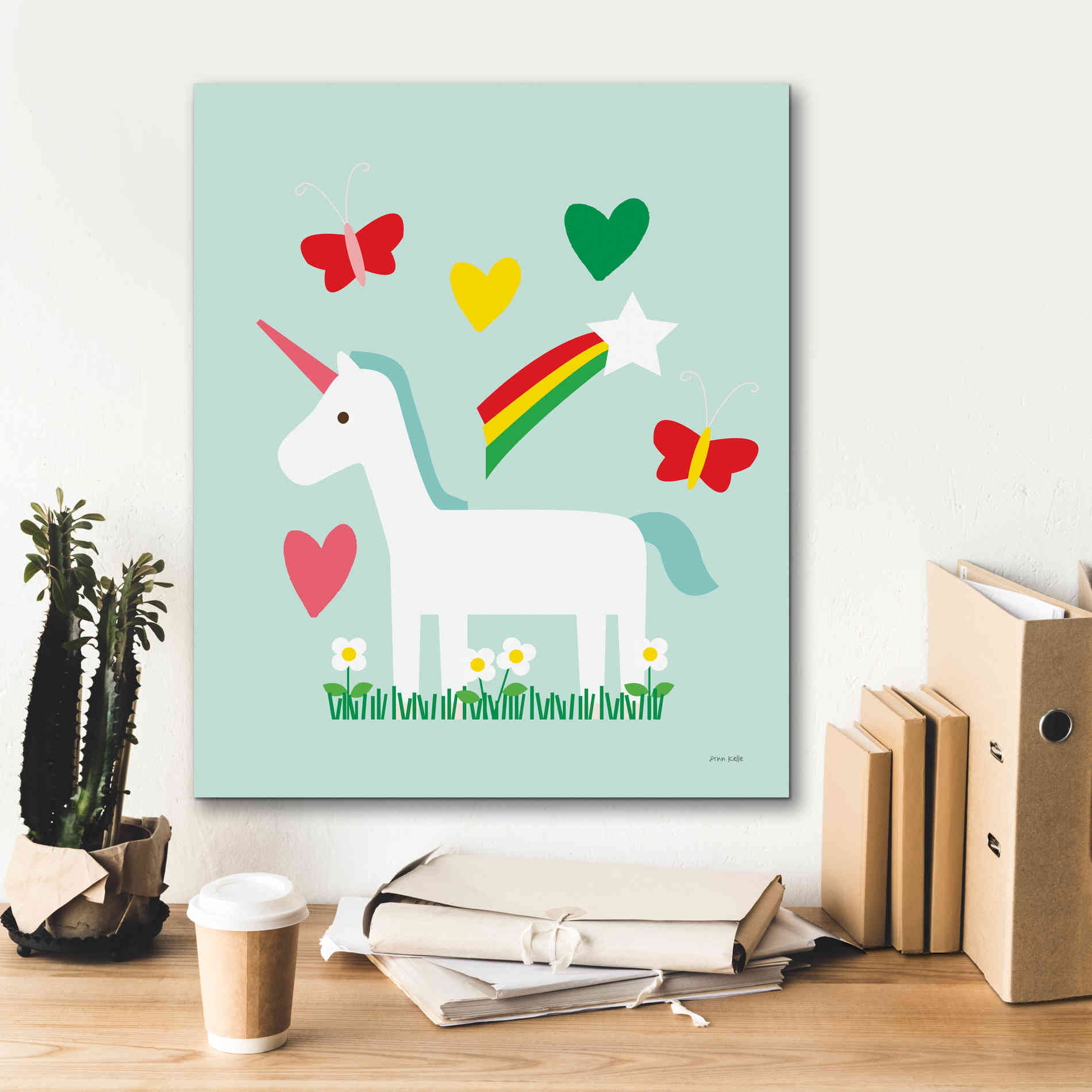 'Unicorn Fun II' by Ann Kelle Designs, Canvas Wall Art,20 x 24