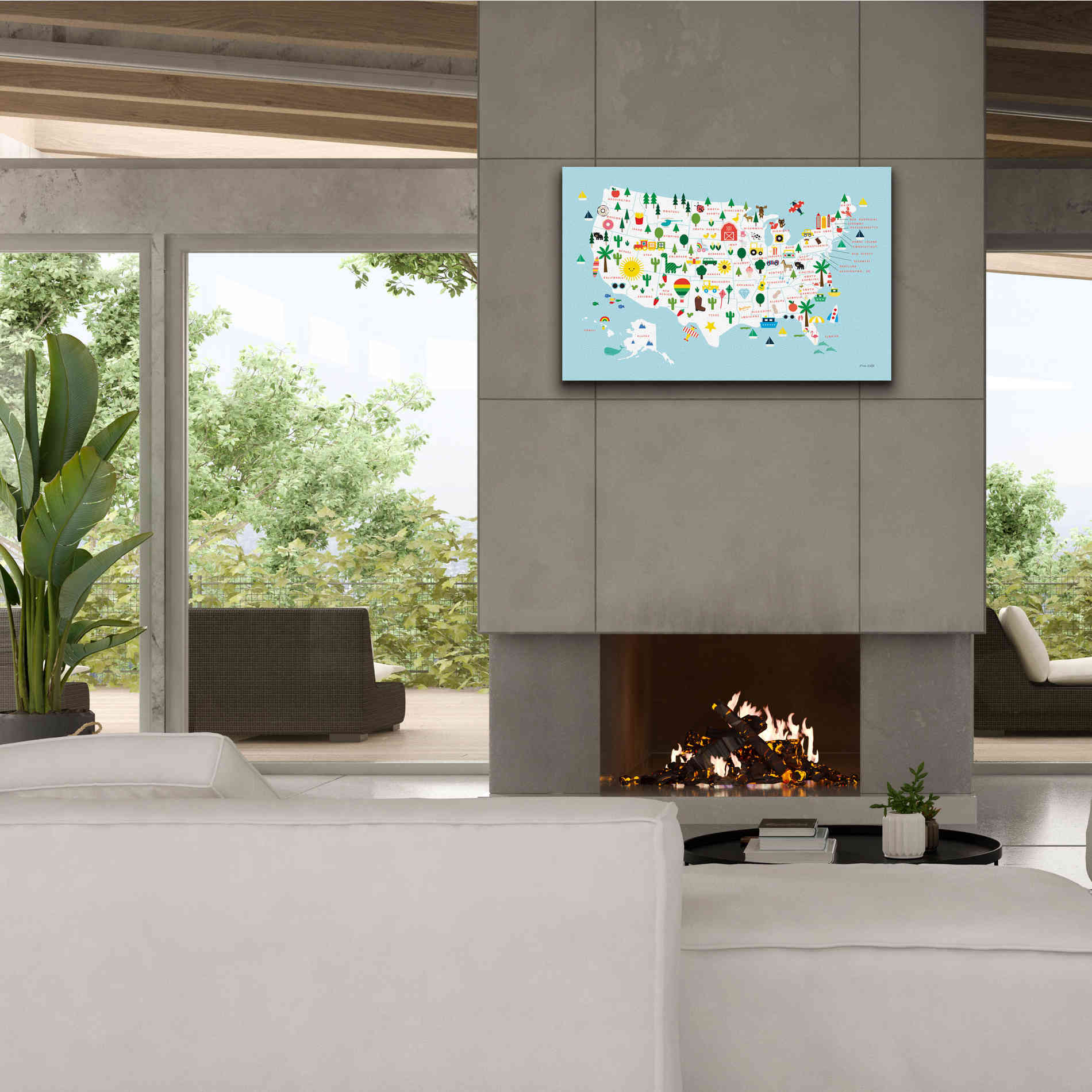 'Fun USA Map' by Ann Kelle Designs, Canvas Wall Art,40 x 26