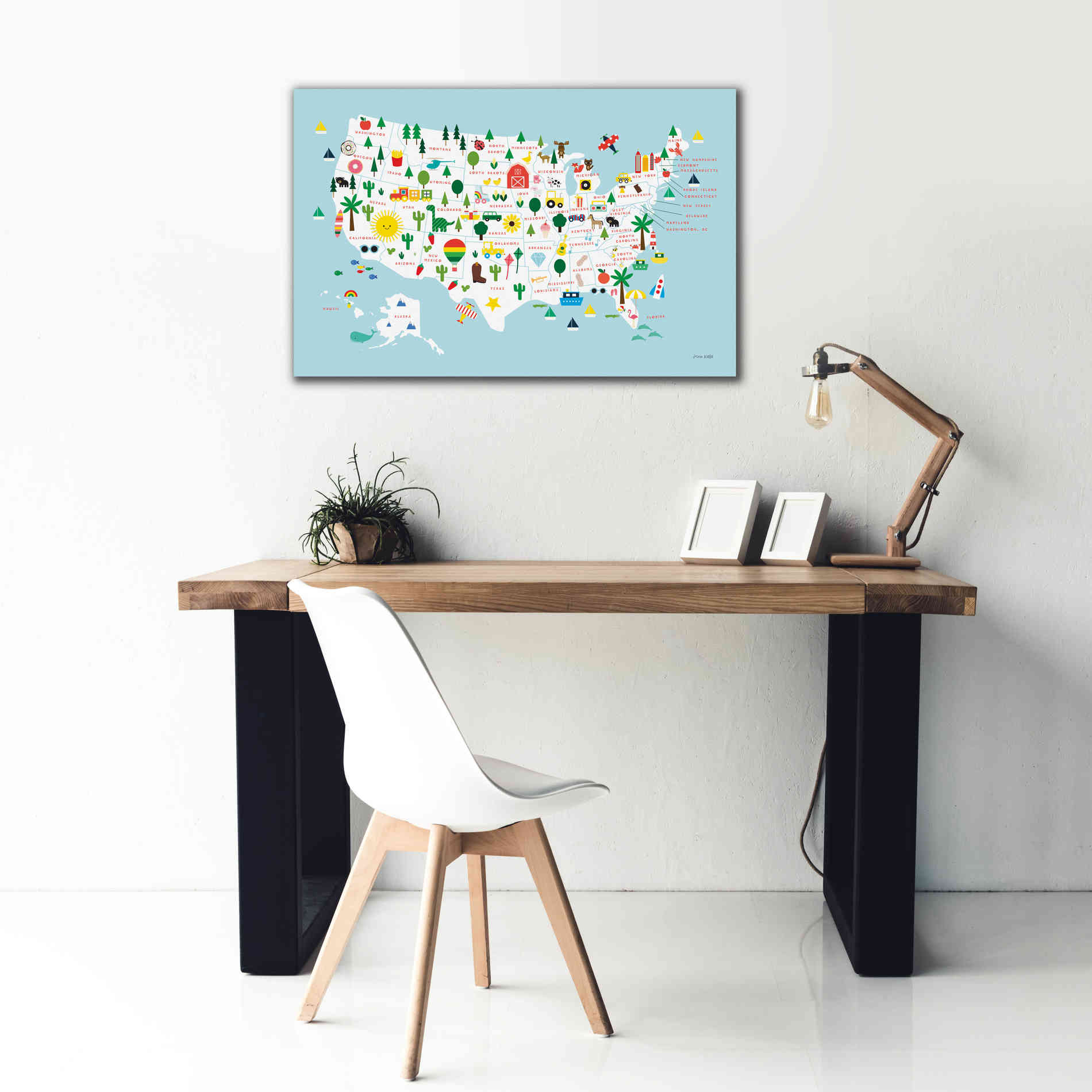'Fun USA Map' by Ann Kelle Designs, Canvas Wall Art,40 x 26
