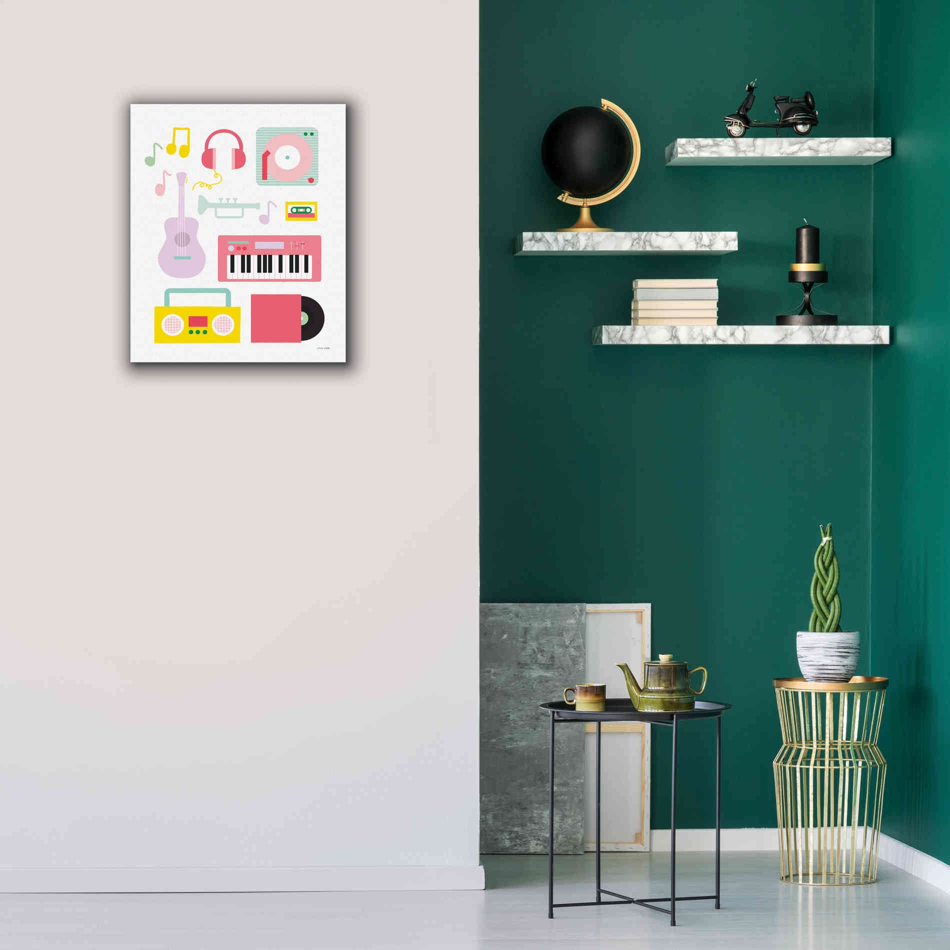 'Lets Listen to Music I' by Ann Kelle Designs, Canvas Wall Art,20 x 24