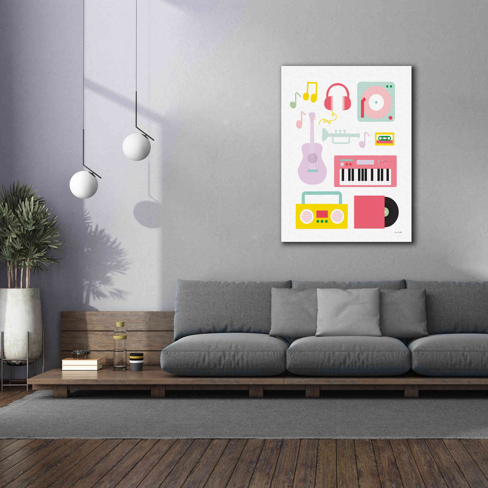 'Lets Listen to Music I' by Ann Kelle Designs, Canvas Wall Art,40 x 54