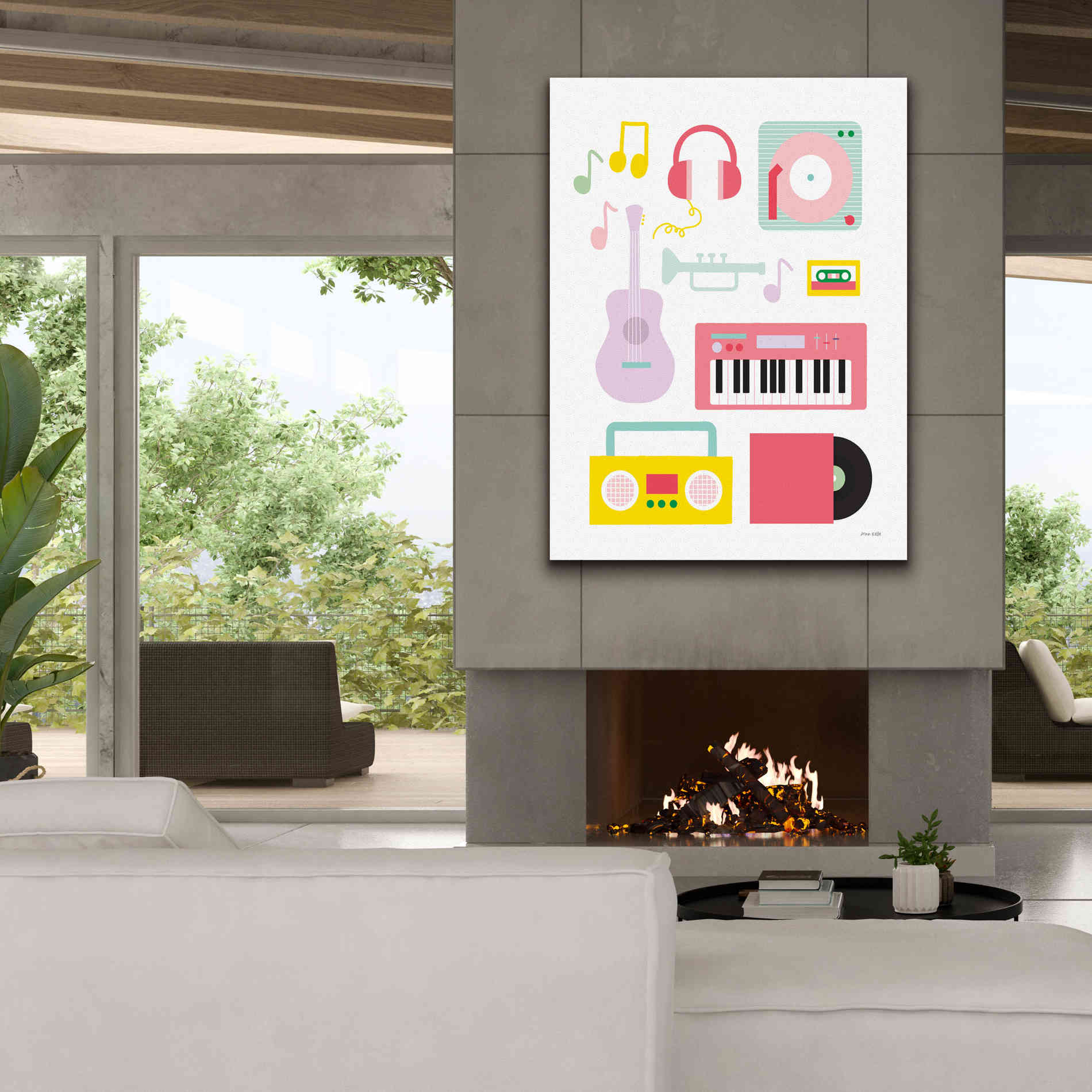 'Lets Listen to Music I' by Ann Kelle Designs, Canvas Wall Art,40 x 54