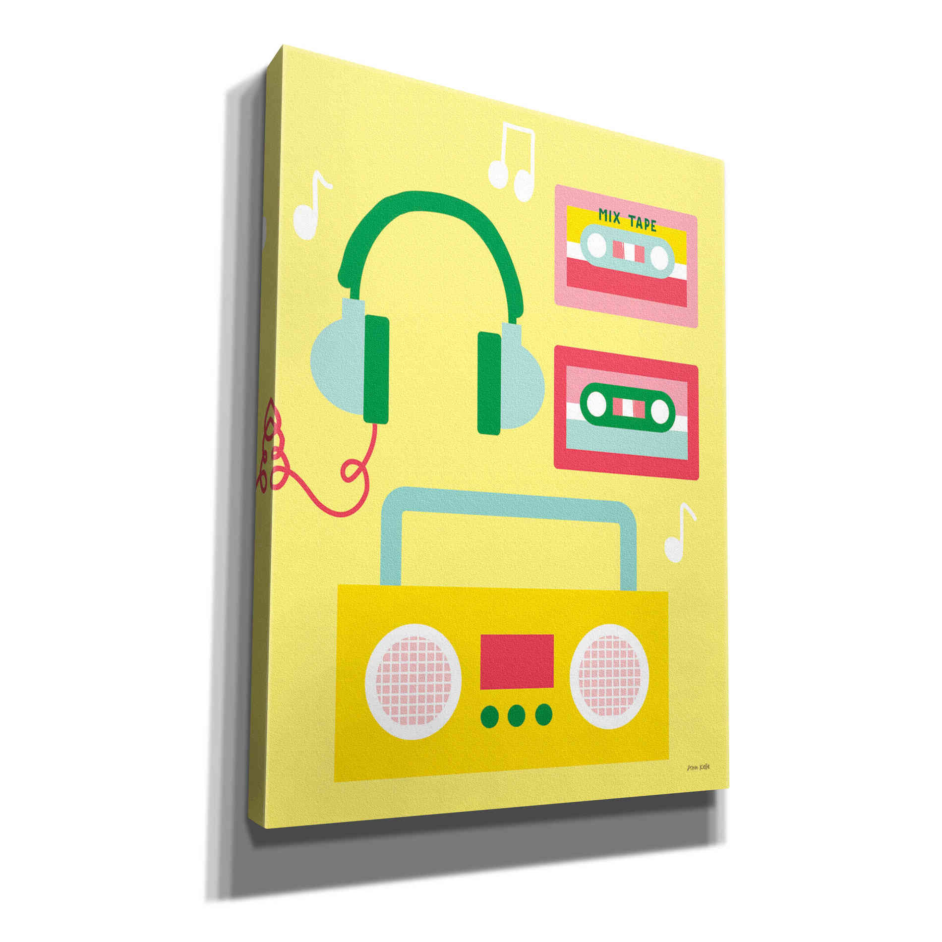 'Lets Listen to Music II' by Ann Kelle Designs, Canvas Wall Art,12x16x1.1x0,20x24x1.1x0,26x30x1.74x0,40x54x1.74x0