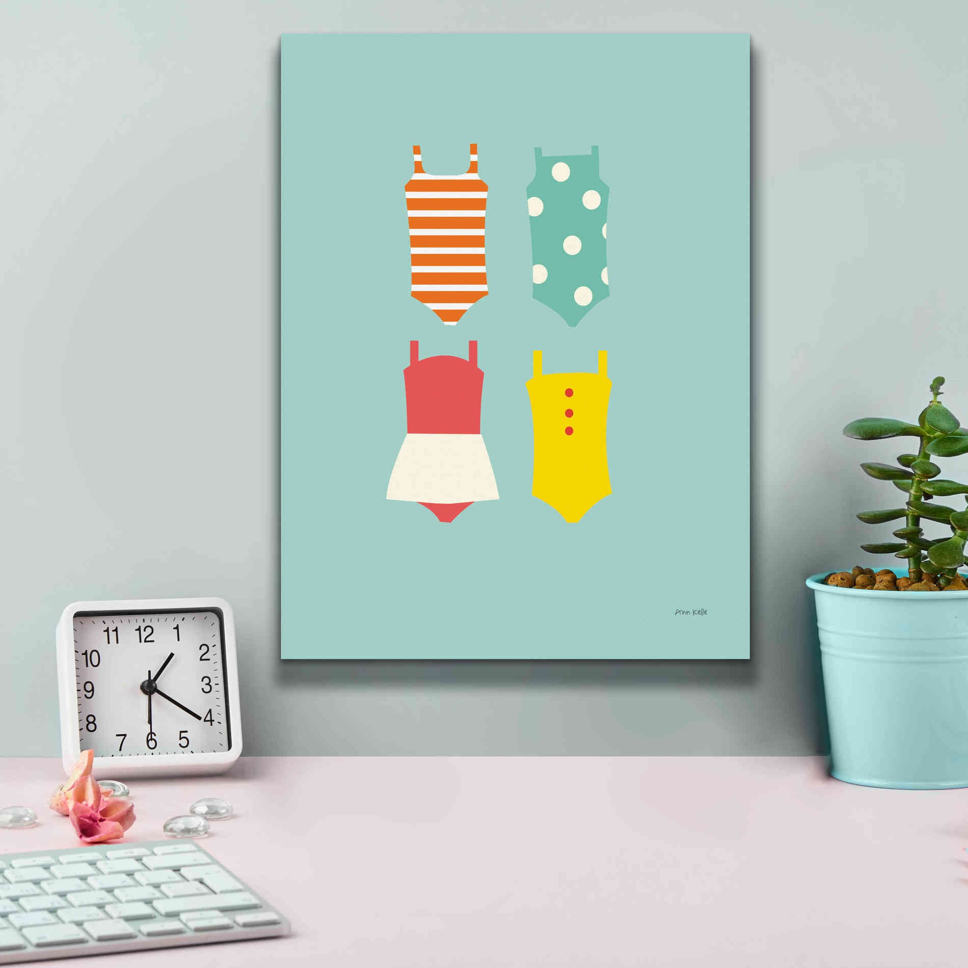 'Bahting Suits Galore II Blue' by Ann Kelle Designs, Canvas Wall Art,12 x 16