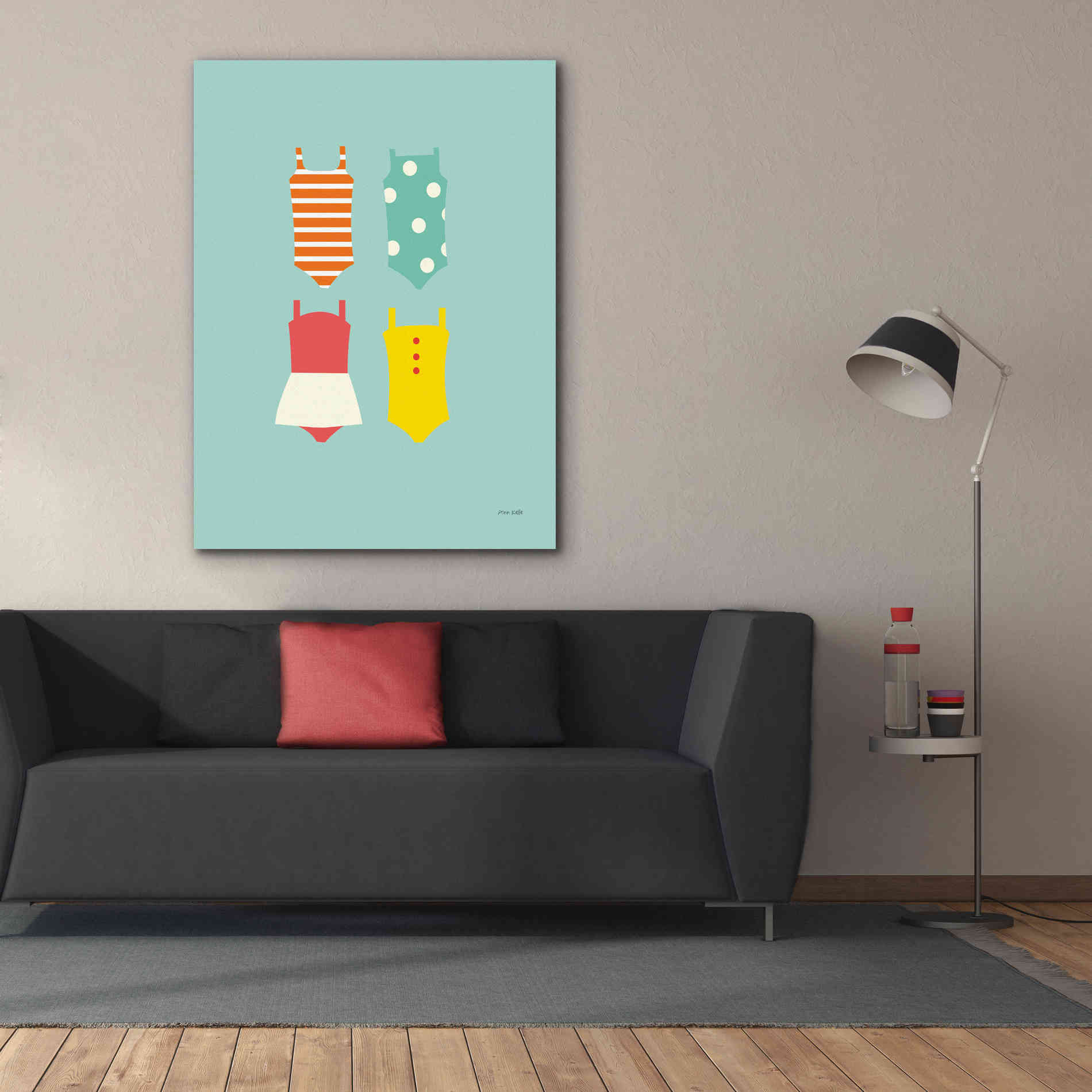 'Bahting Suits Galore II Blue' by Ann Kelle Designs, Canvas Wall Art,40 x 54