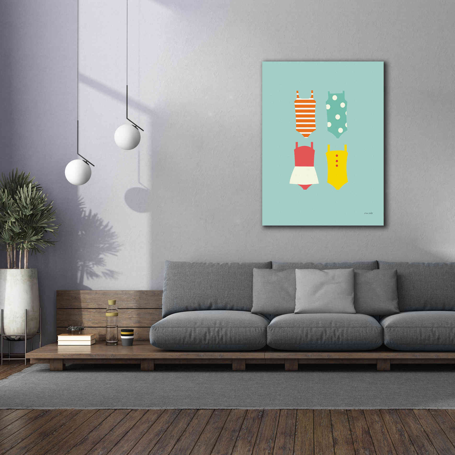 'Bahting Suits Galore II Blue' by Ann Kelle Designs, Canvas Wall Art,40 x 54
