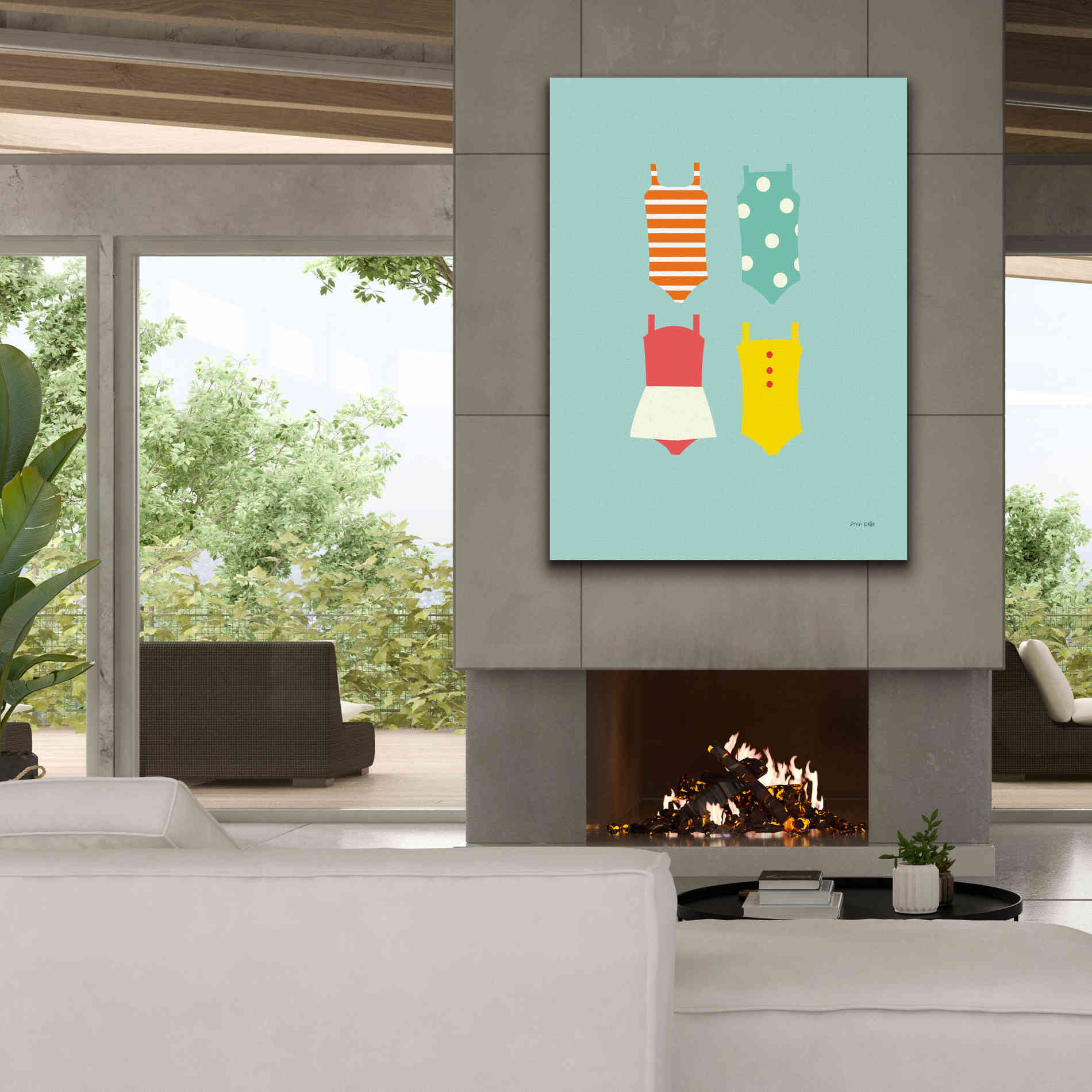 'Bahting Suits Galore II Blue' by Ann Kelle Designs, Canvas Wall Art,40 x 54
