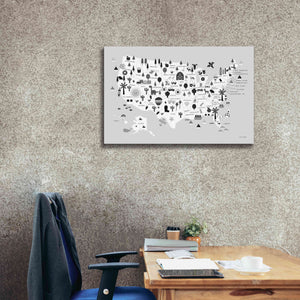 'Fun USA Map BW' by Ann Kelle Designs, Canvas Wall Art,40 x 26