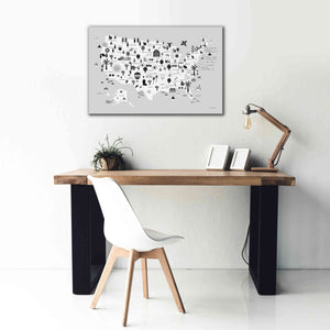 'Fun USA Map BW' by Ann Kelle Designs, Canvas Wall Art,40 x 26