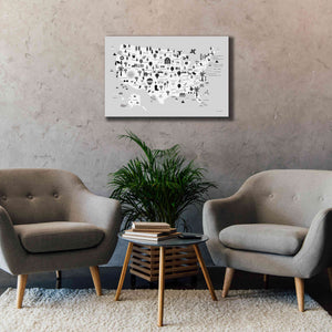 'Fun USA Map BW' by Ann Kelle Designs, Canvas Wall Art,40 x 26